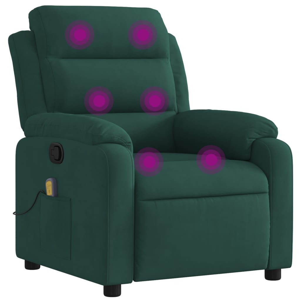 vidaXL Sessel Massage-Relaxsessel, dunkelgrüner Samt (1-St) günstig online kaufen