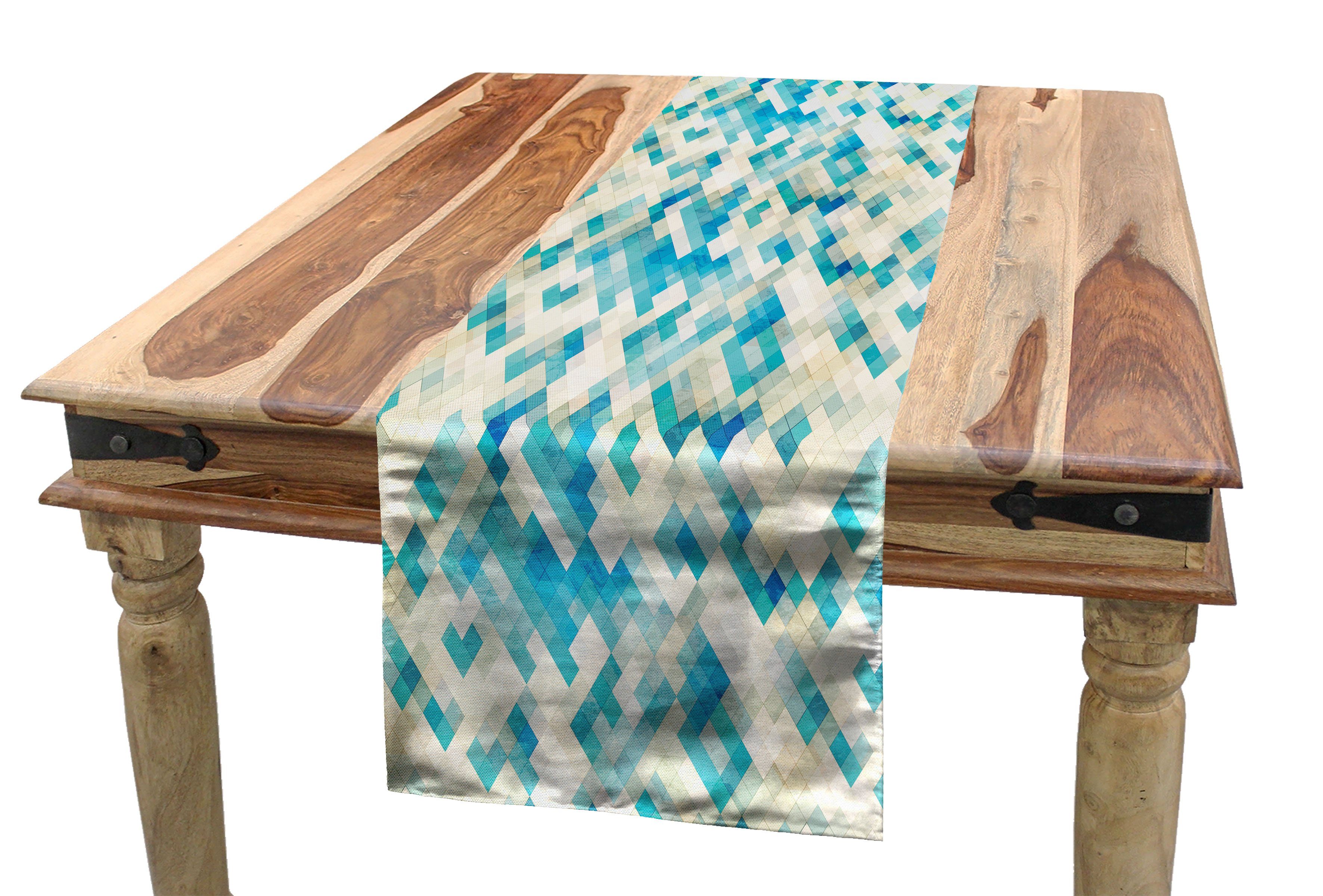 Abakuhaus Tischläufer Esszimmer Küche Rechteckiger Dekorativer Tischläufer, Blau Hexagonal Abstrakt Grunge