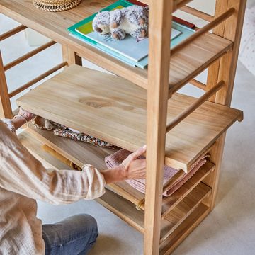 Tikamoon Schreibtisch Sera Niedriges Bücherregal für Kinder aus massivem Teak