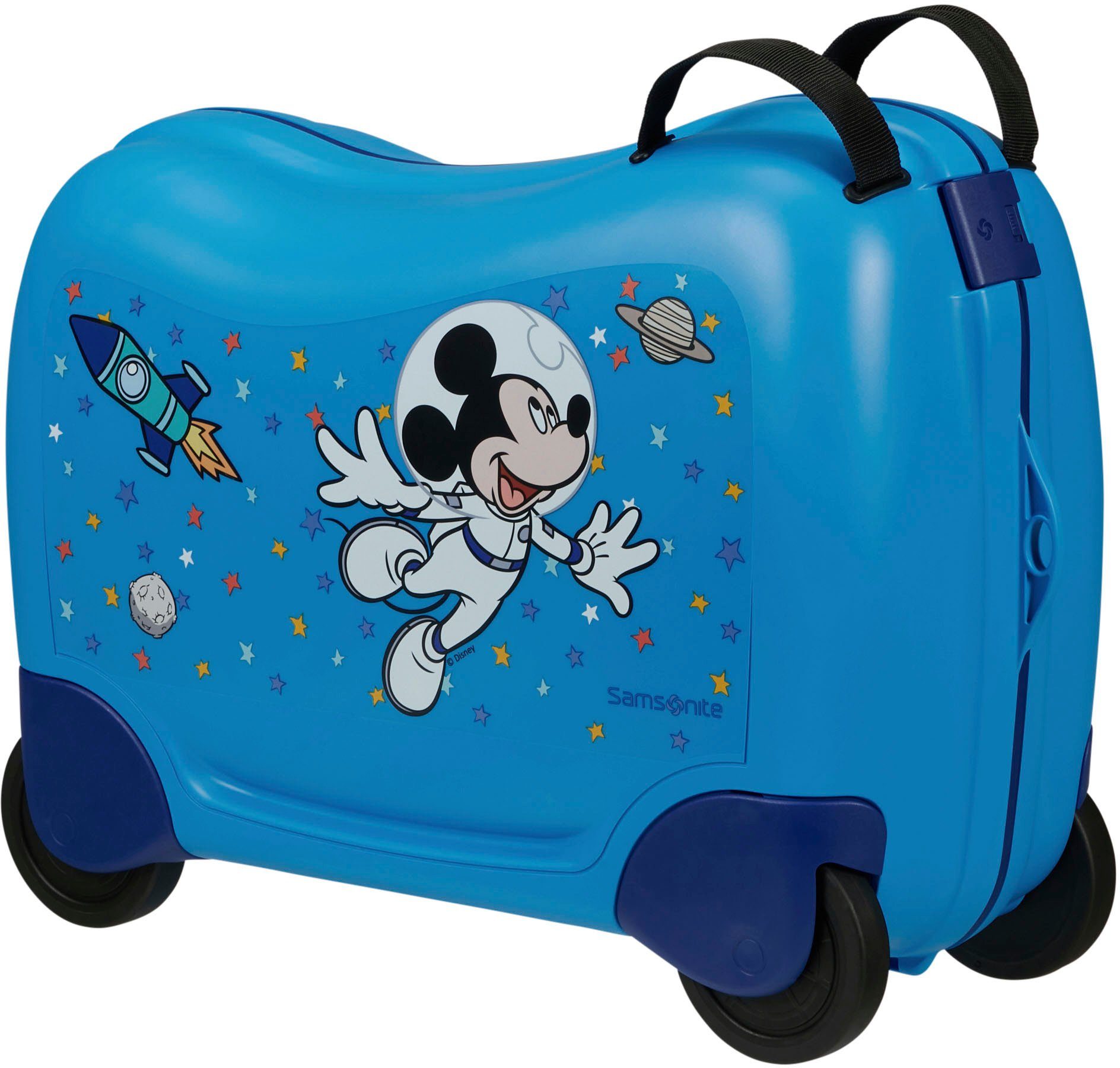 Samsonite Kinderkoffer Dream2Go Ride-on Trolley, Disney Mickey Stars, 4 Rollen, Kinderreisekoffer Handgepäck zum sitzen und ziehen