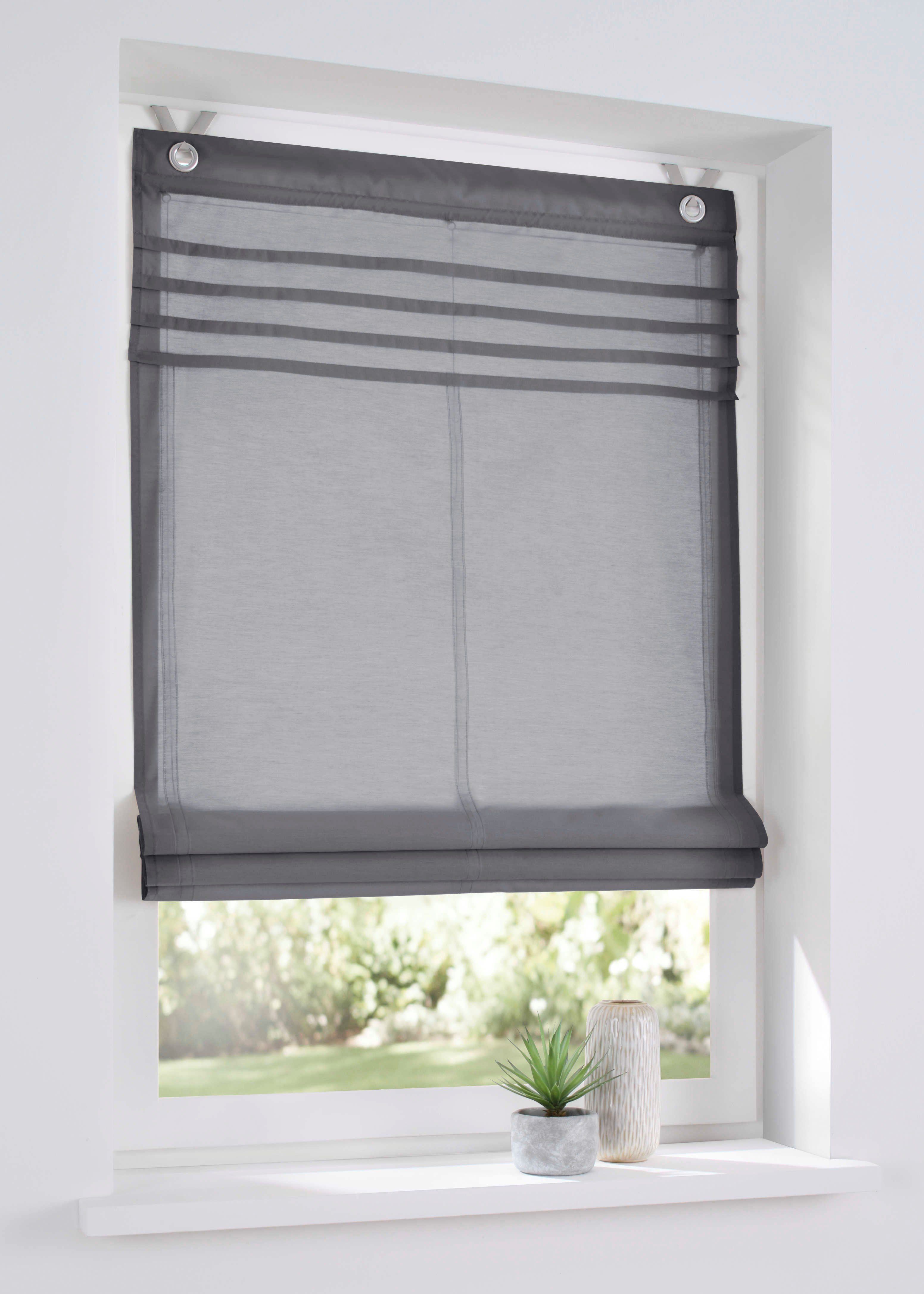 Kutti Raffrollo Kessy Biese, mit Hakenaufhängung, ohne Bohren, halbtranspar günstig online kaufen