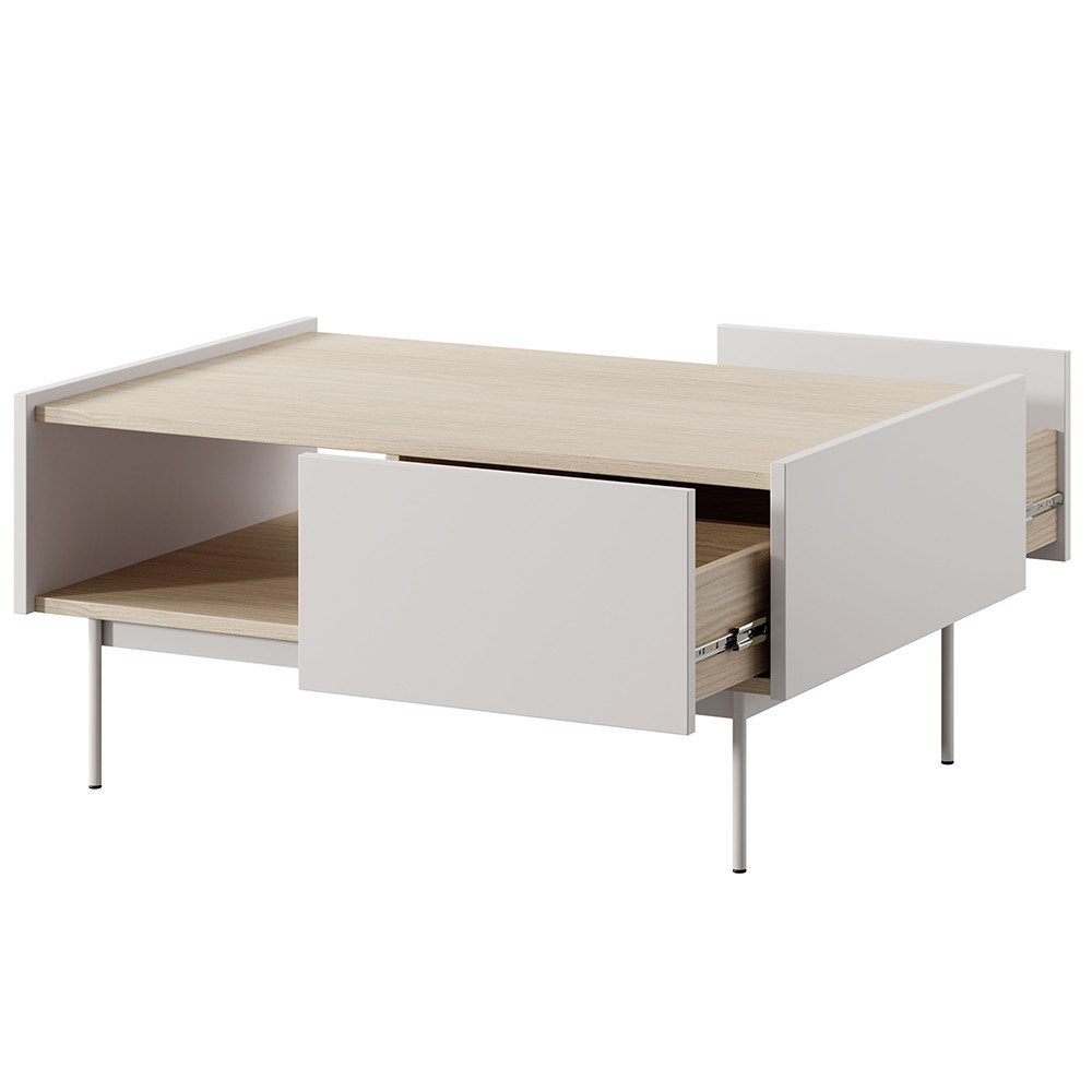 Lomadox Wohnzimmer-Set CHEYENNE-160, (Mega-Spar-Set, 3-St., Lowboard Couchtisch Highboard), griffloses Design, in Kaschmir matt mit Eiche