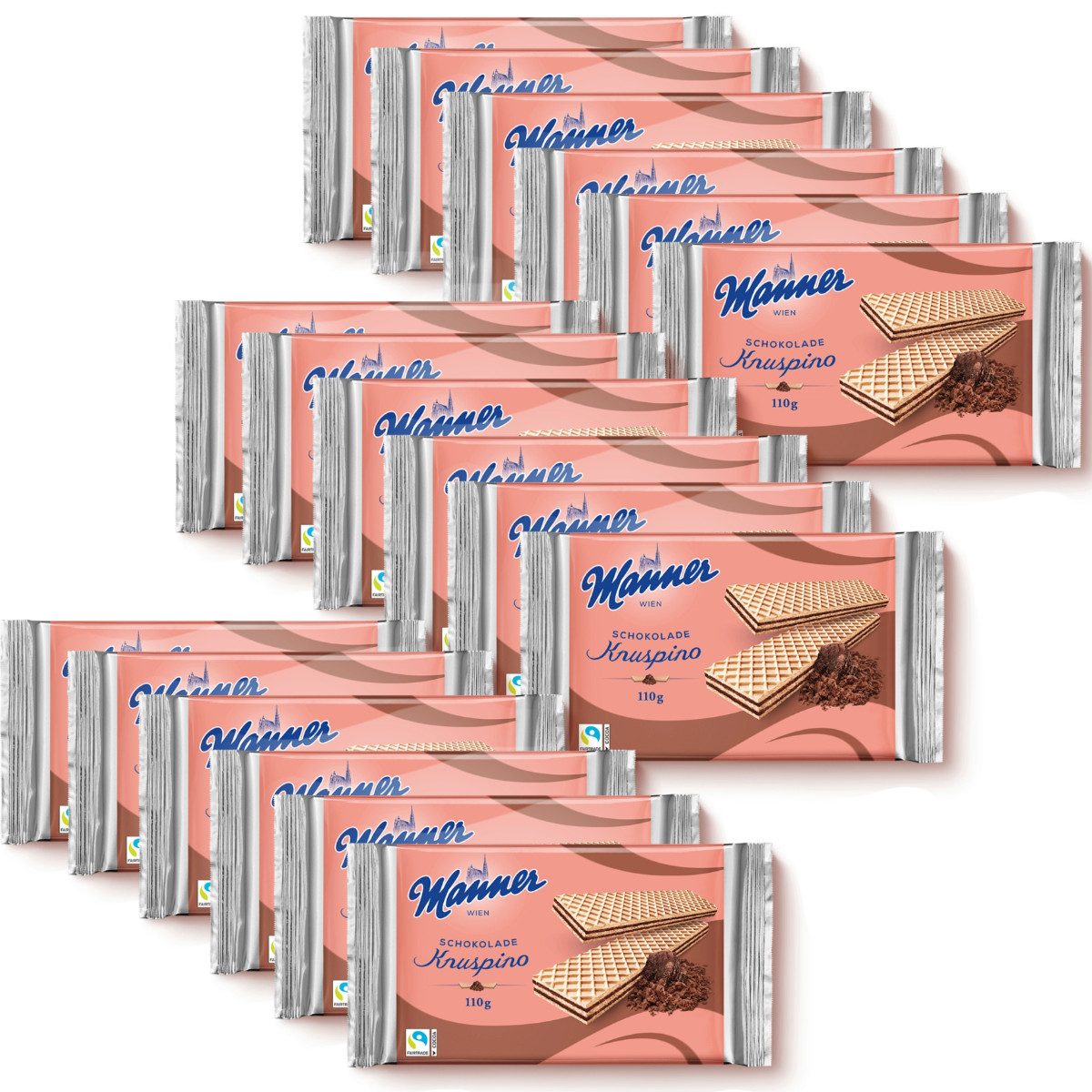 Manner Kekse, Manner Knuspino Schokoladenwaffeln mit Schokofüllung 110g 18er Pack