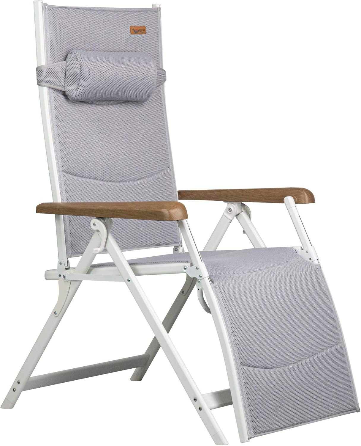 Westfield Gartenliege Wellnessliege Ergo Relaxliege hellgrau Liegestuhl XXL Relaxsessel, 140 kg Tragkraft wetterfest stufenlos verstellbar klappbar