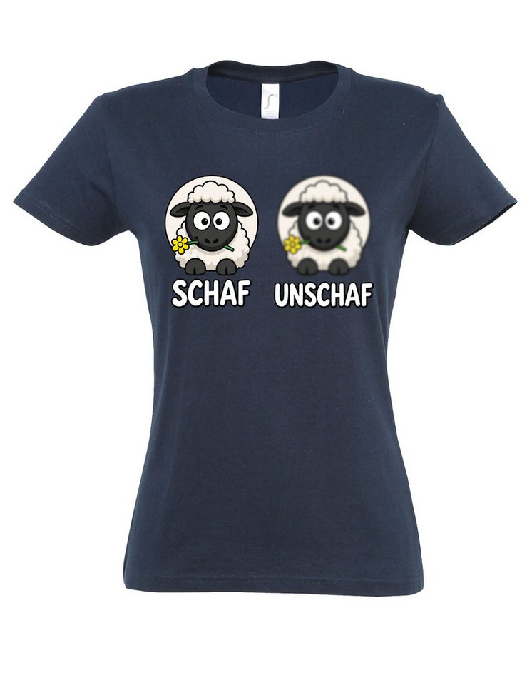 Youth Designz Print-Shirt "Schaf Unschaf" Damen T-Shirt mit Lustigen Print Geschenk Statement mit witzigen stylischen Aufdruck für Frauen