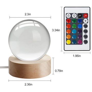 Bedee Dekolicht LED Nachtlicht 3D Galaxy Kristallkugel 16 Farben, LED fest integriert, RGB Kristalllampe Mit Fernbedienung