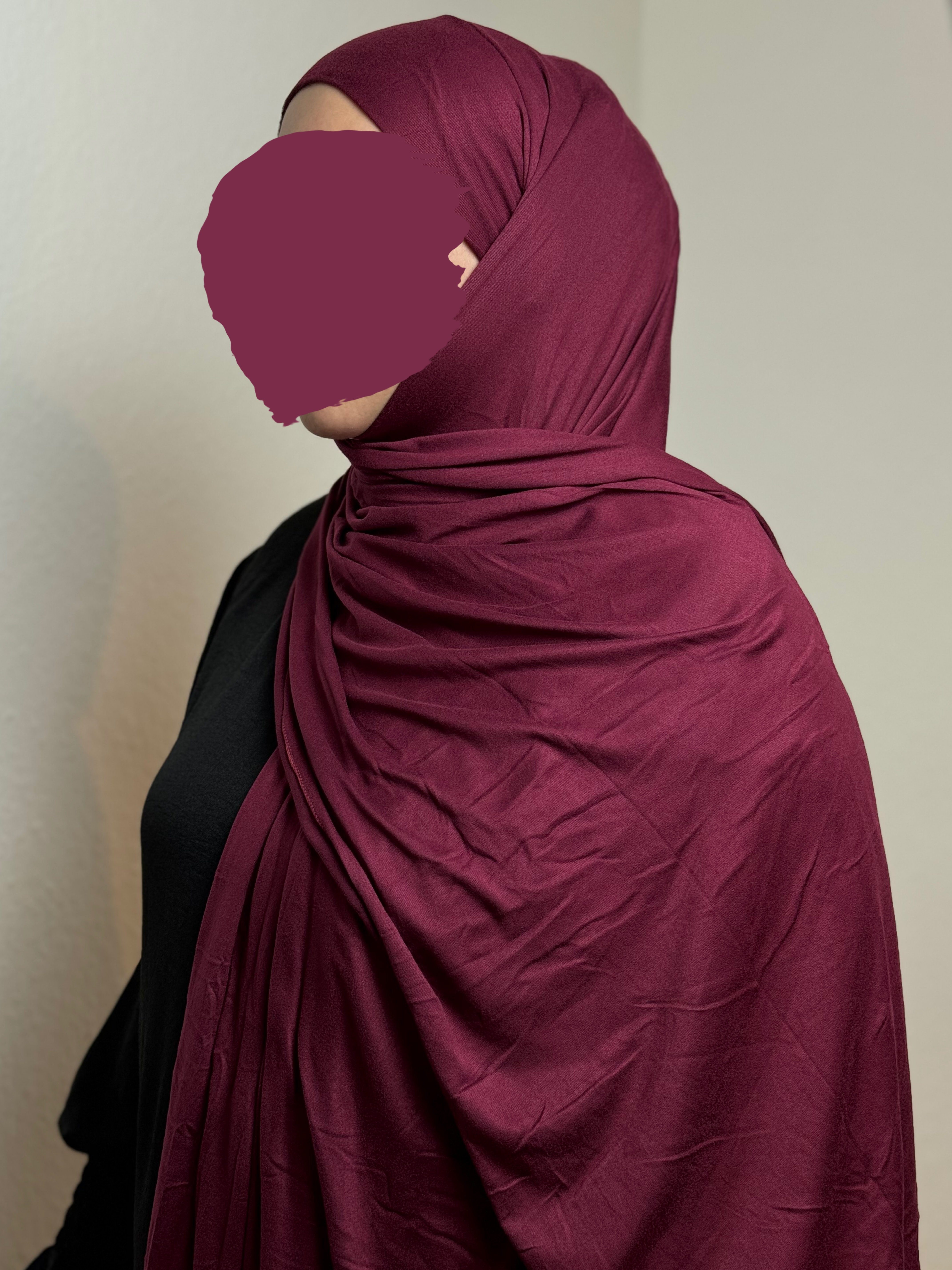 HIJABIFY Hijab Easy integrierter Hijab/ Hijab 2 in Bordeauxrot (antirutsch) Hidschab/ Jersey-Stoff Tuch Kopftuch mit unter 1
