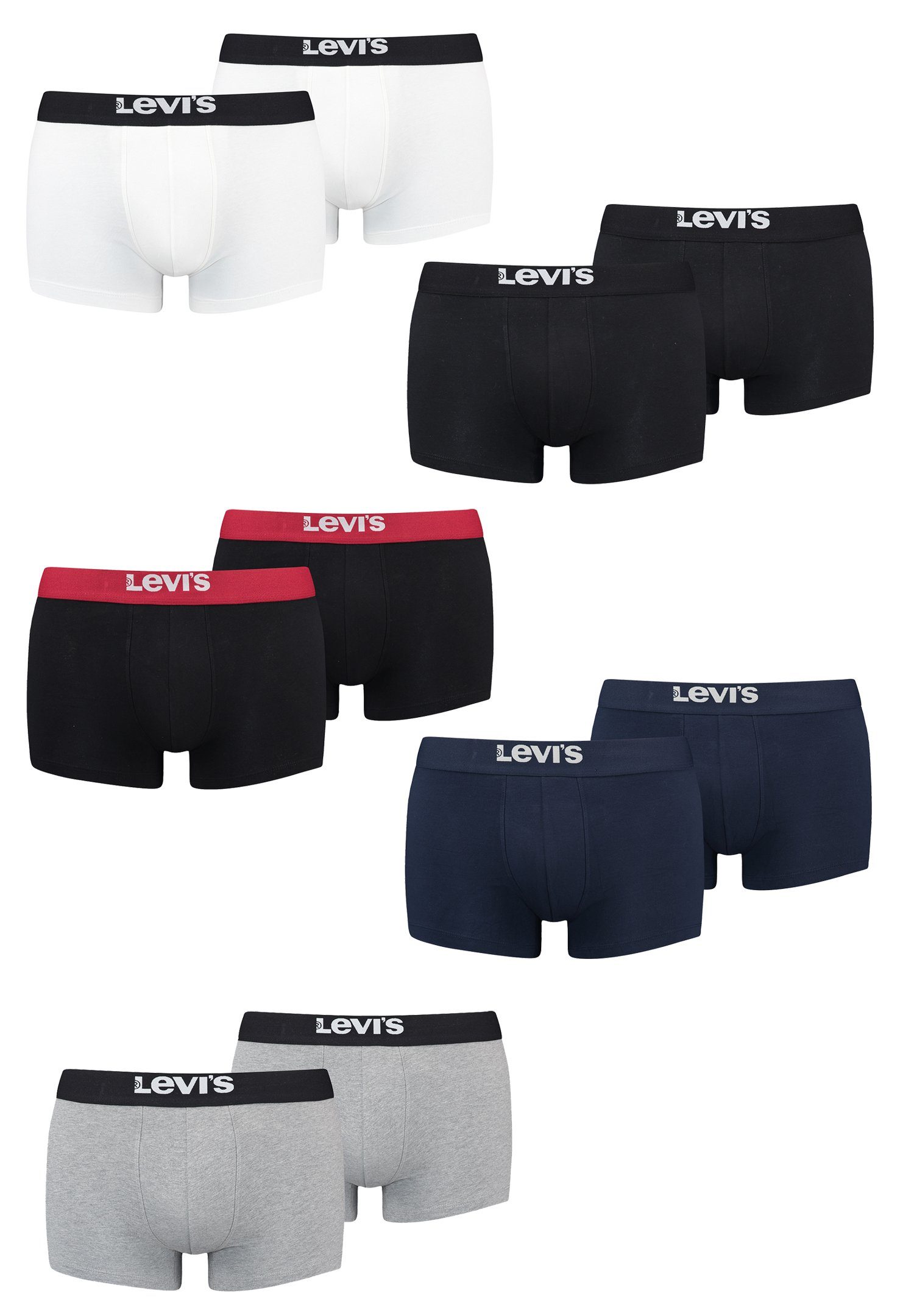 Levi's® Boxershorts 6er MEN 6er-Pack) TRUNK ORGANIC CO 6-St., (Set, Pack SOLID LEVIS Black/Red BASIC
