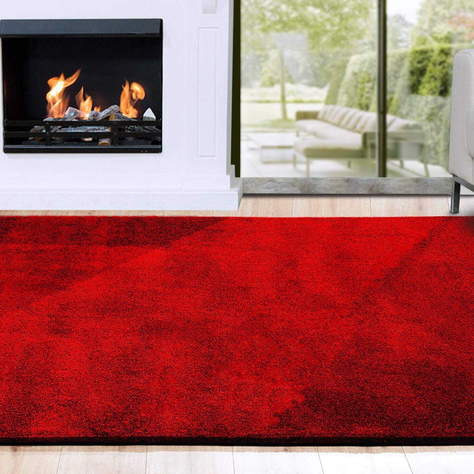 Hochflor-Teppich Shaggy-Teppich Prestige Rot, Erhältlich in 5 Farben, Teppich, Floordirekt, rechteckig, Höhe: 30 mm, Extra flauschig