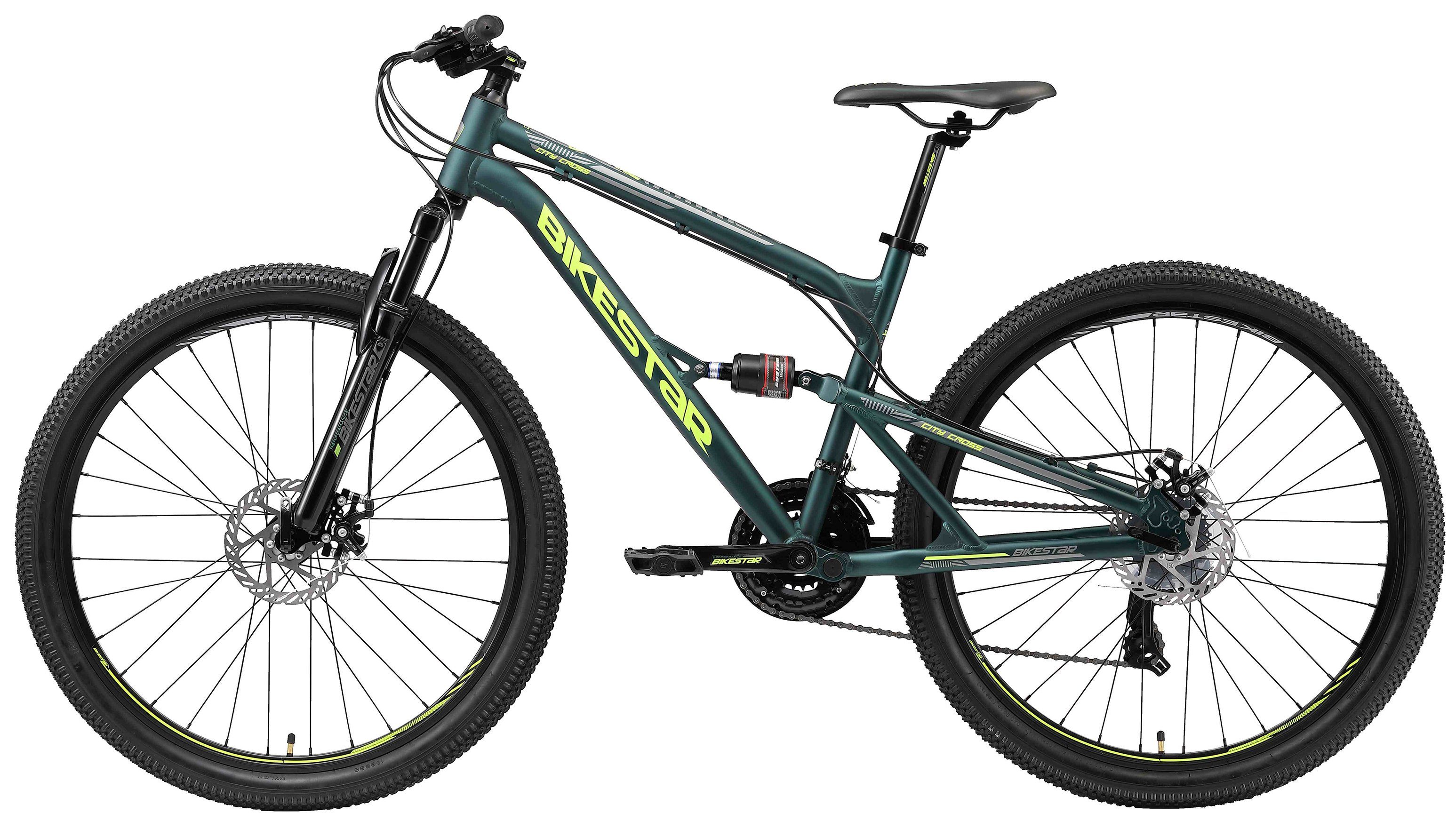 Bikestar Mountainbike, 21 Gang Shimano RD-TY300 Schaltwerk, Kettenschaltung, für Damen und Herren, Kettenschaltung