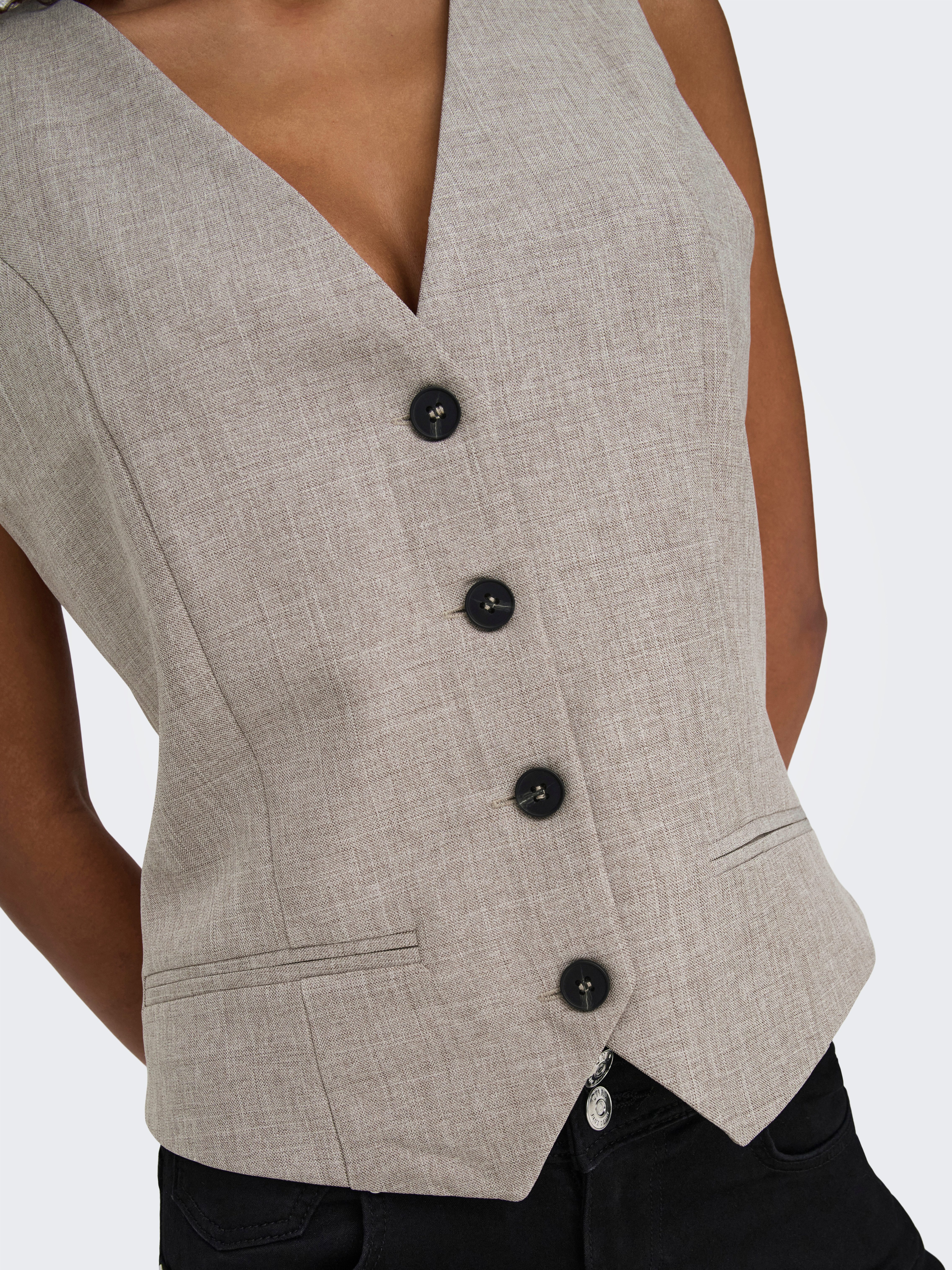 ONLY Anzugweste ONLLINDA S/L MEL FIT WAISTCOAT TLR NOOS mit Knopfleiste