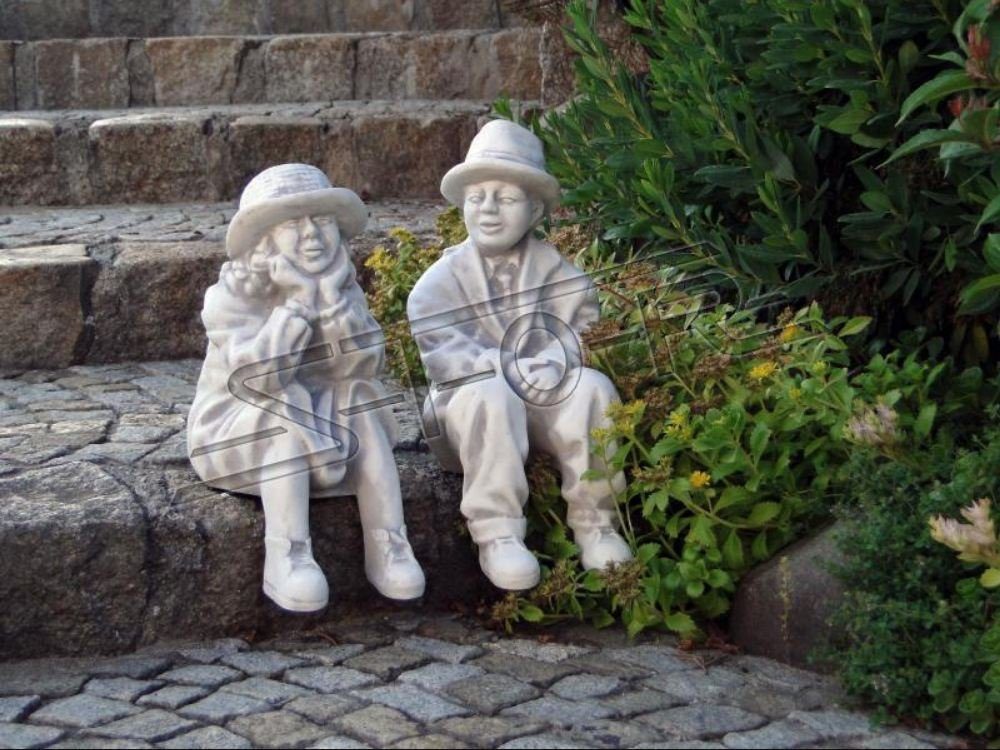 JVmoebel Skulptur Junge Garten Sitzende Statuen Figuren Figur Skulptur Statue Deko