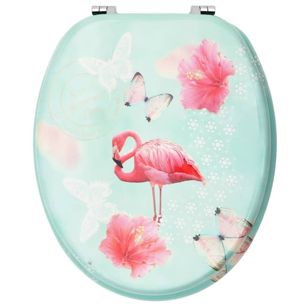 vidaXL WC-Sitz Toilettensitz mit Deckel MDF Flamingo-Design (1-St)