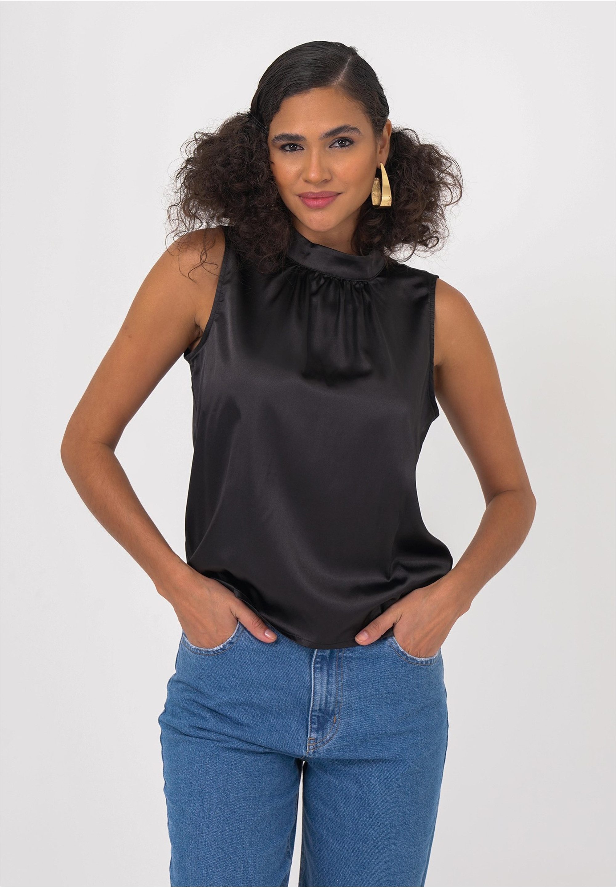 freshlions Klassische Bluse, (1 tlg.), mit hohem Kragen günstig online kaufen
