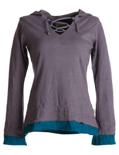 Vishes Zipfelshirt Lagenlook Longsleeve Shirt mit Zipfelkapuze Hoodie, Sweater