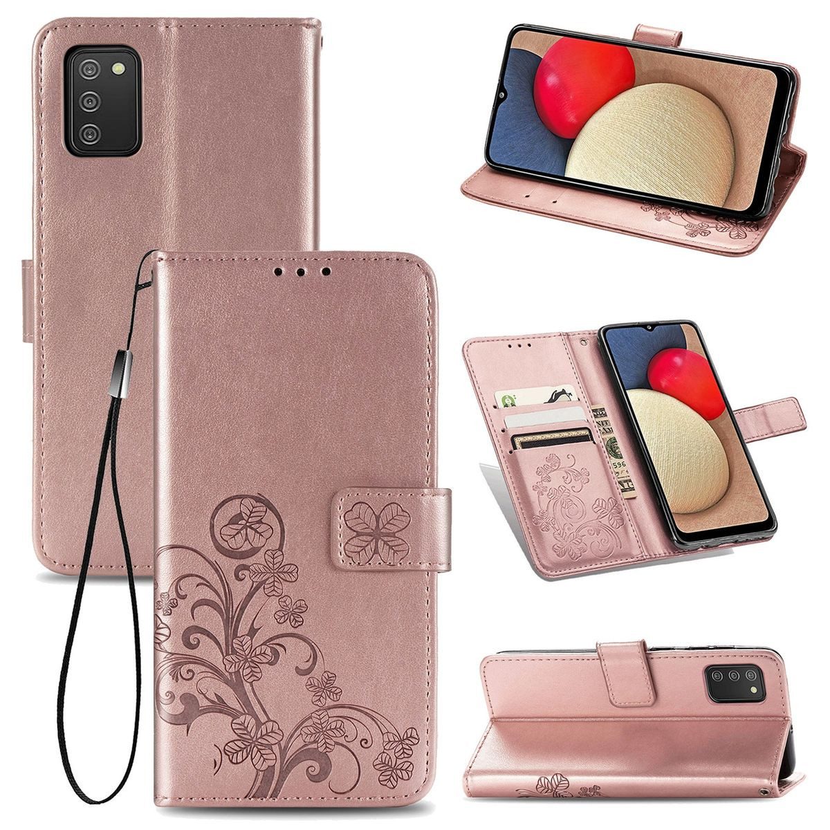 König Design Handyhülle Samsung Galaxy A02s, Schutzhülle Schutztasche Case Cover Etuis Wallet Klapptasche Bookstyle