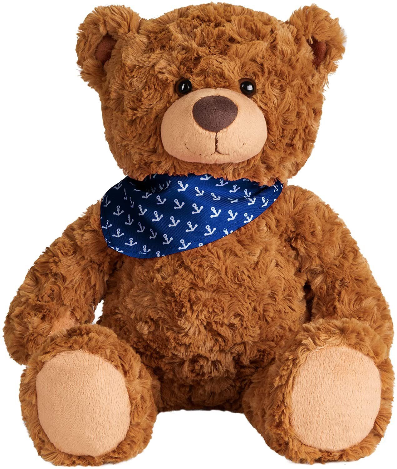 BRUBAKER Kuscheltier Teddy Plüschbär mit Anker Halstuch Blau oder Rot (1-St), 42 cm - Vintage Teddybär Kuscheltier mit weichem Fell - Stofftier Bär