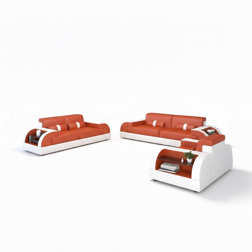 JVmoebel Polstergarnitur Moderne Sofagarnitur aus Kunstleder in elegantem Sofort, (3-tlg., Sofa 3+2 Sitzer, Sessel), Made in Europa