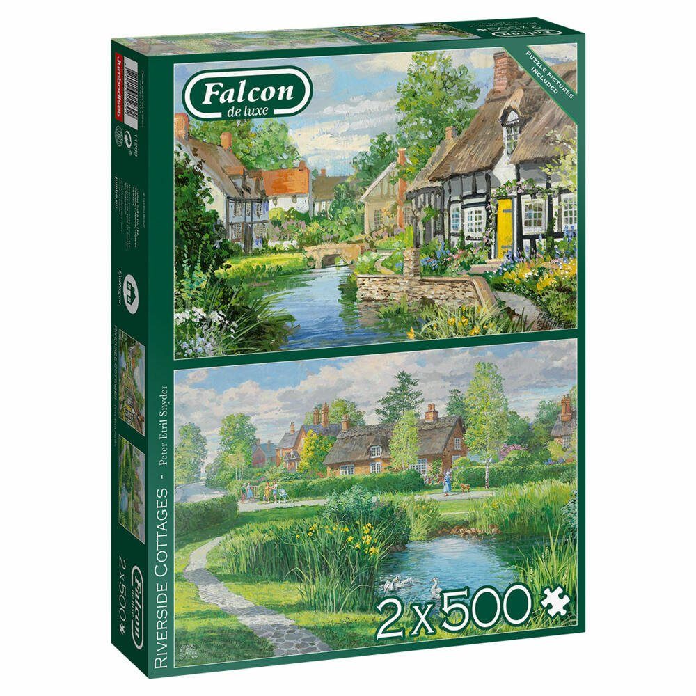 Jumbo Spiele Puzzle Falcon Riverside Cottages 2 x 500 Teile, 500 Puzzleteile
