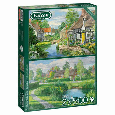 Jumbo Spiele Puzzle Falcon Riverside Cottages 2 x 500 Teile, 500 Puzzleteile