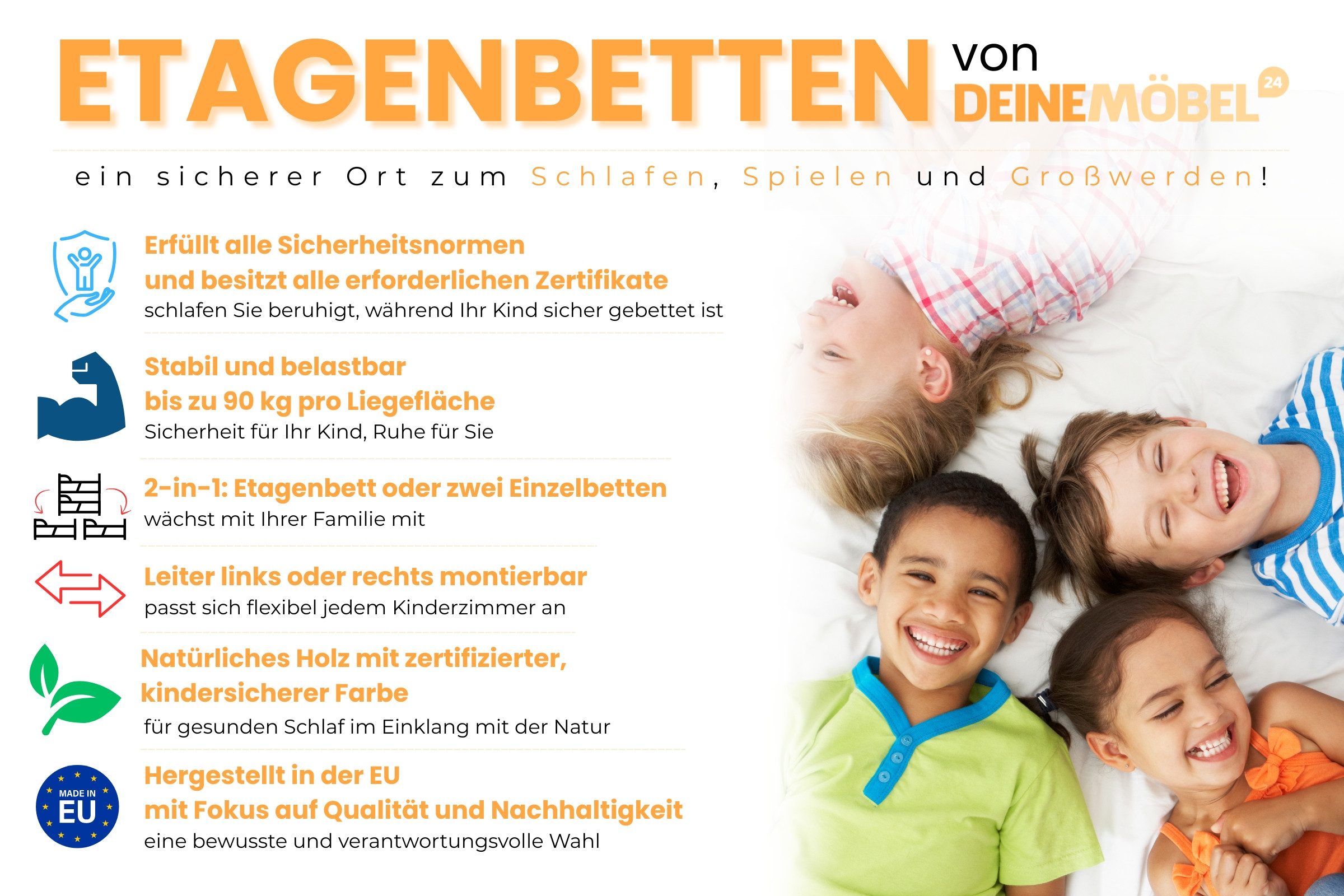 Deine Möbel 24 Etagenbett LILLY Kinder-Etagenbett 90x200 für 3 Kinder Personen Grau Massivholz (Hochbett Kinderbett Funktionsbett aus Massivholz Vollholz Hellgrau in 2 Kinderbetten umbaubar Matratzen optional, 3-St., aus Kiefernholz), aus Massivholz Hochbett inkl. Schubladen Lattenrost Rausfallschutz