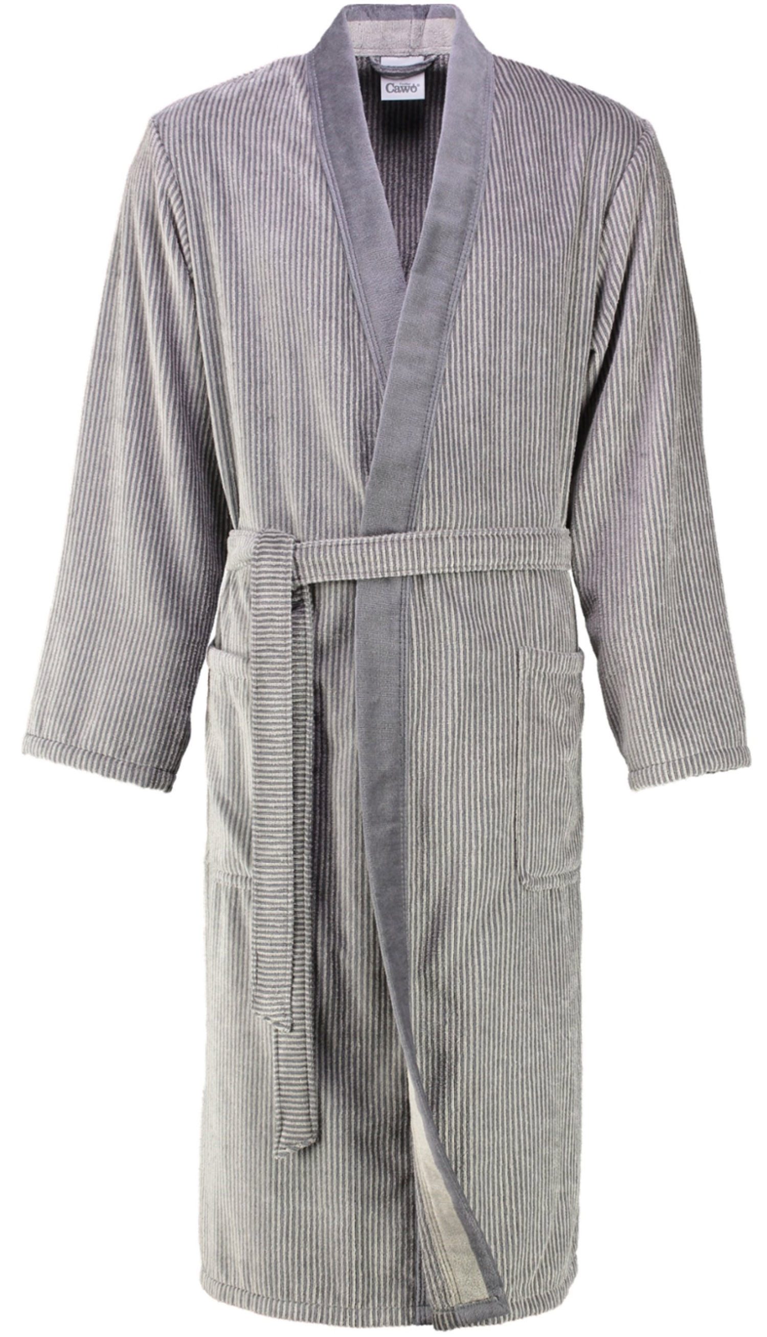 Cawö Herrenbademantel 5840, Langform, Walkvelours, Kimono-Kragen, günstig online kaufen