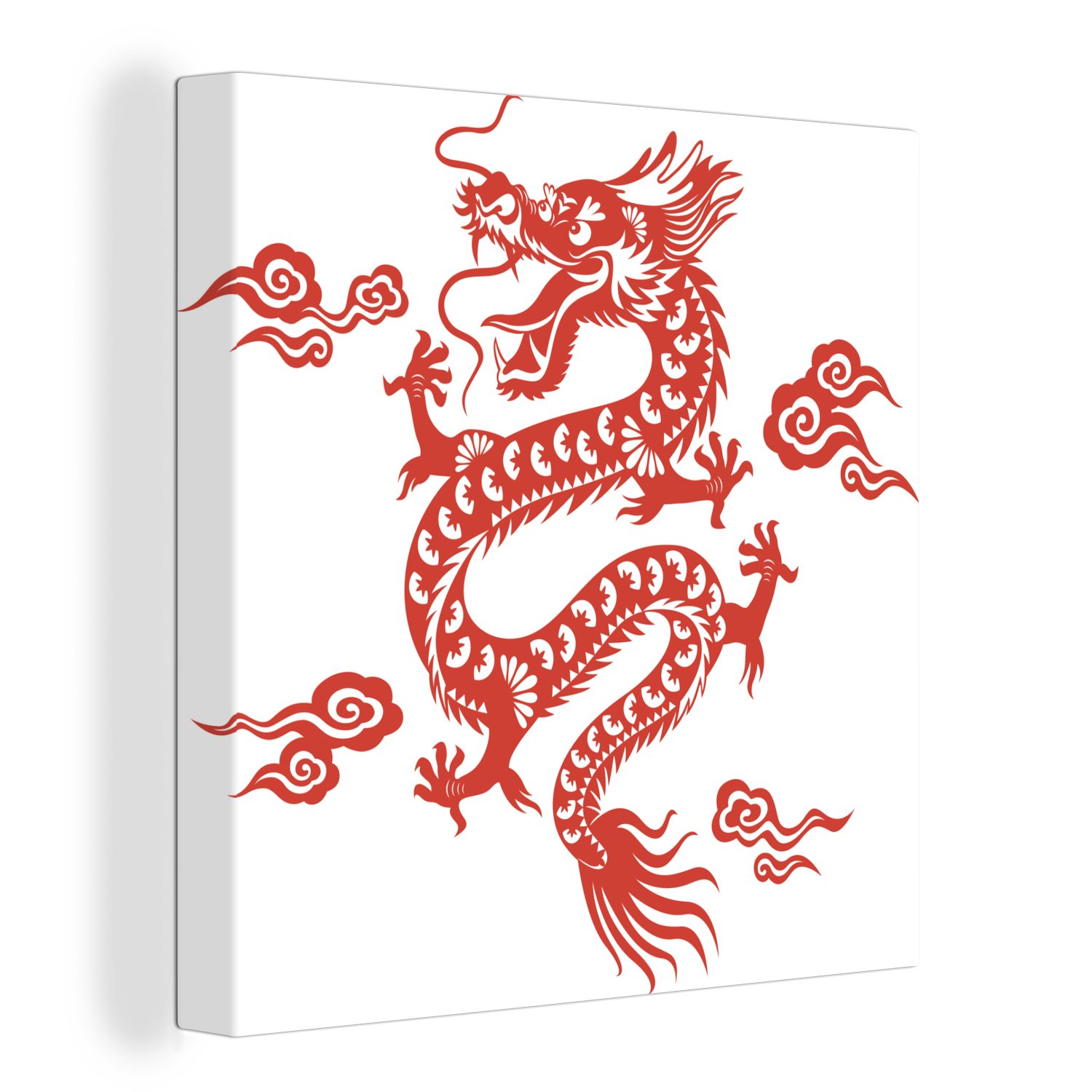 chinesischen Wohnzimmer Illustration St), Drachens, Schlafzimmer Leinwandbild für (1 OneMillionCanvasses® eines roten Eine Leinwand Bilder