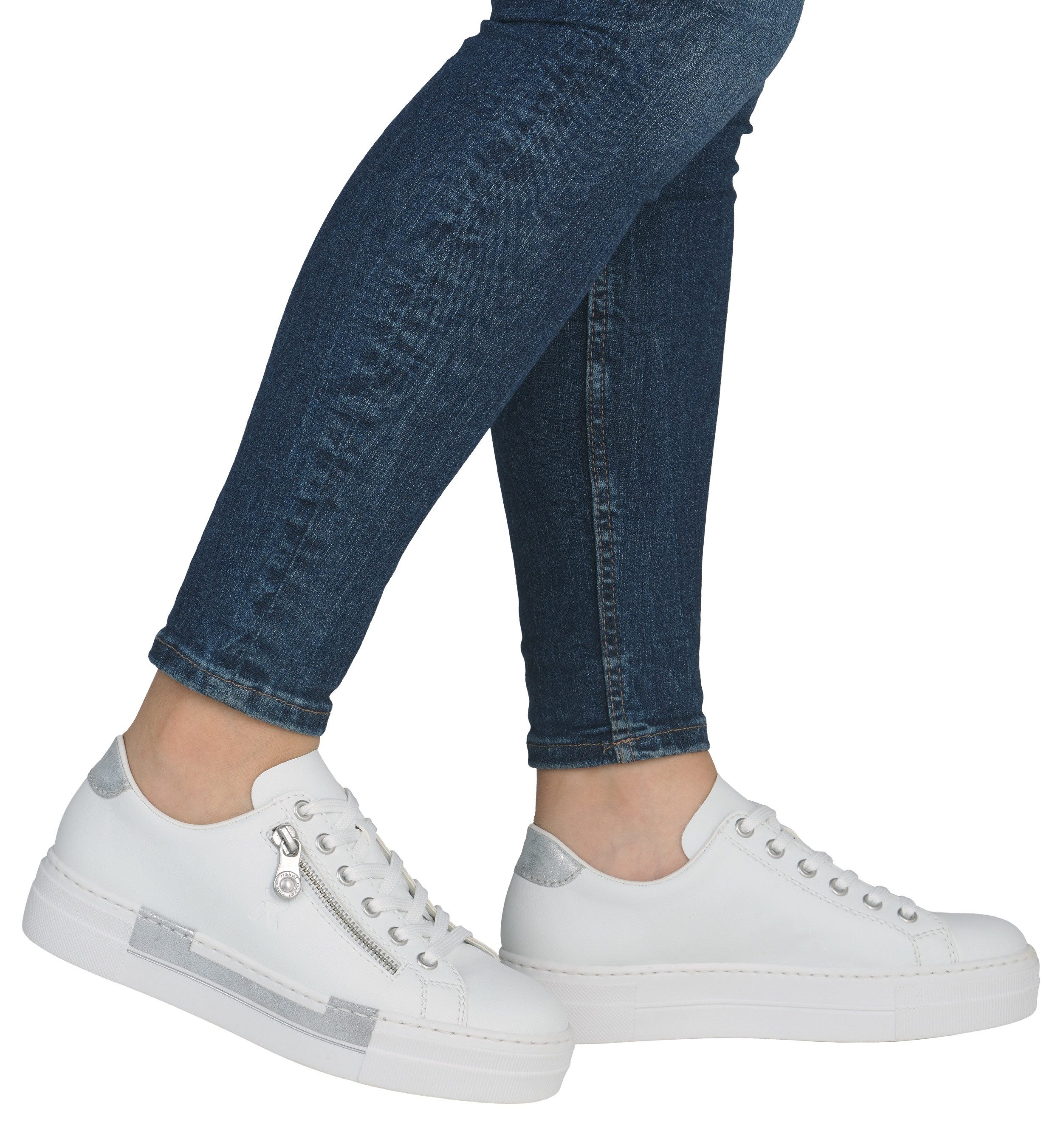 Rieker Plateausneaker mit Zierreißverschluss seitlich, Freizeitschuh, Halbschuh, Schnürschuh
