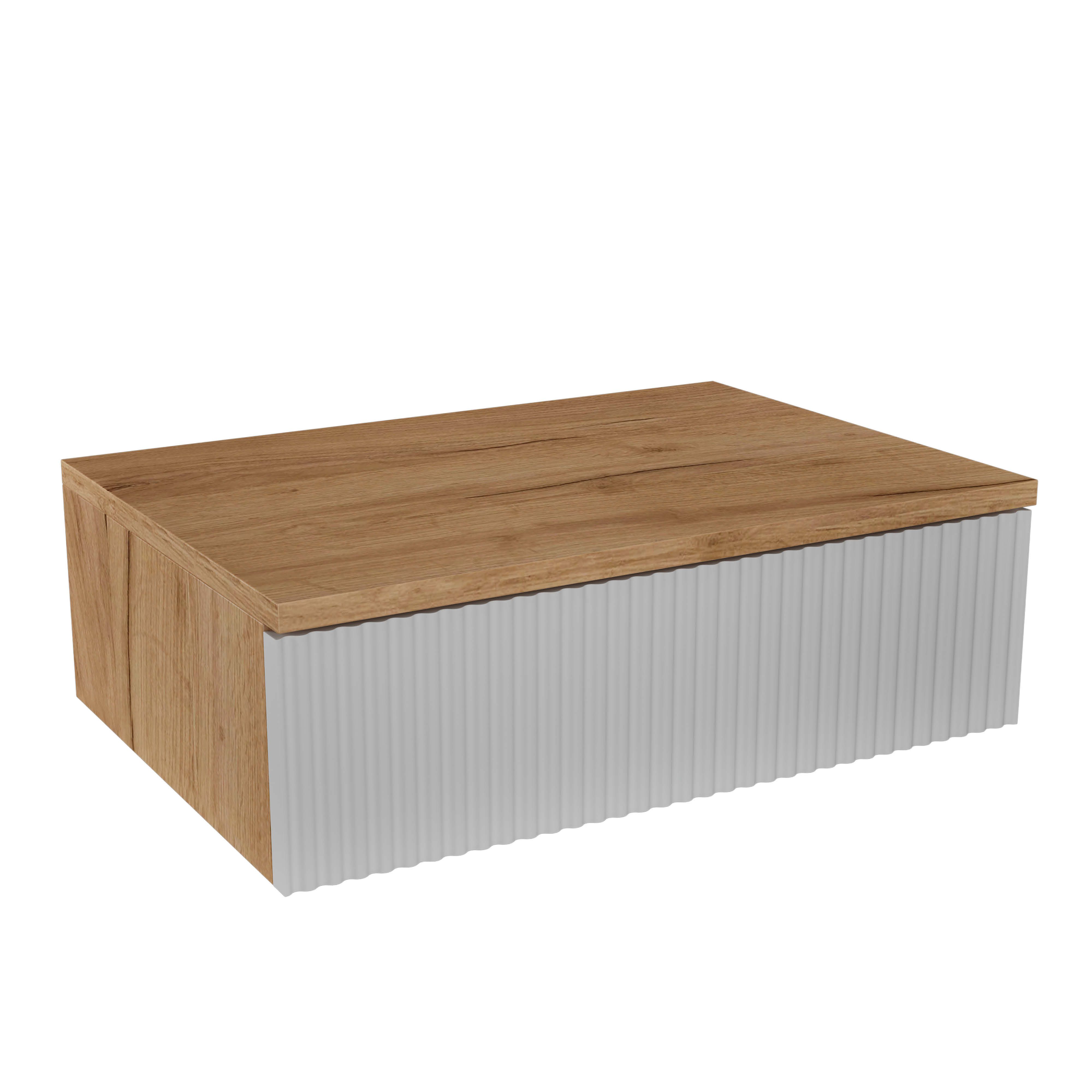 Planetmöbel Konsolentisch AMYRA (Wandmontage, 50 x 16 x 35 cm, 1-St., Gold Eiche - Weiß), Wand-Konsole für Garderobe, Flur und Schminktisch – Bild 2 von 5