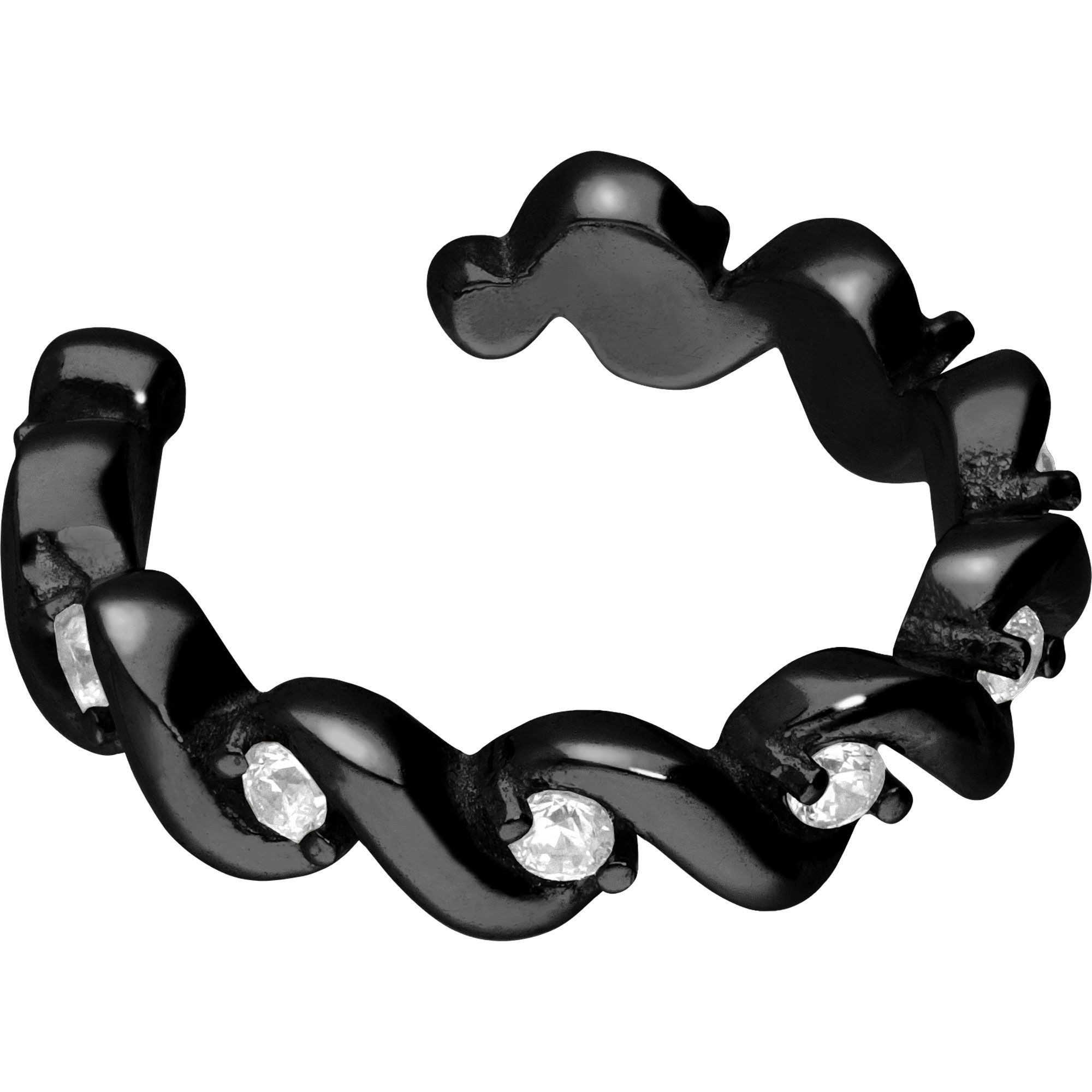 PIERCINGLINE Fake-Spirale Chirurgenstahl Fake Ohrring GEFLOCHTEN + EINGEFASSTE KRISTALLE (Fake Piercing-Ringe, 1-tlg)