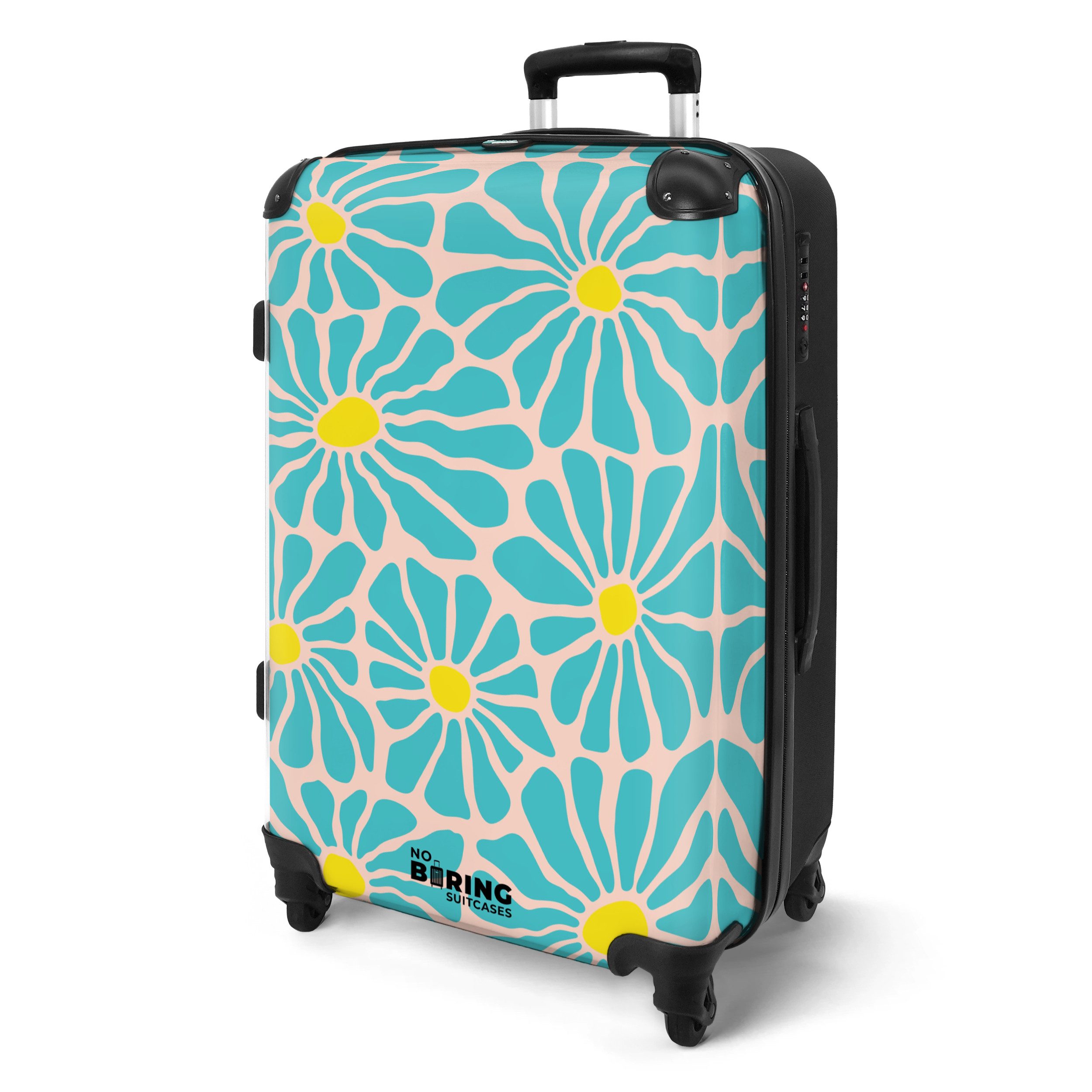 NoBoringSuitcases.com© Hartschalen-Trolley Beige mit blauen und günstig online kaufen