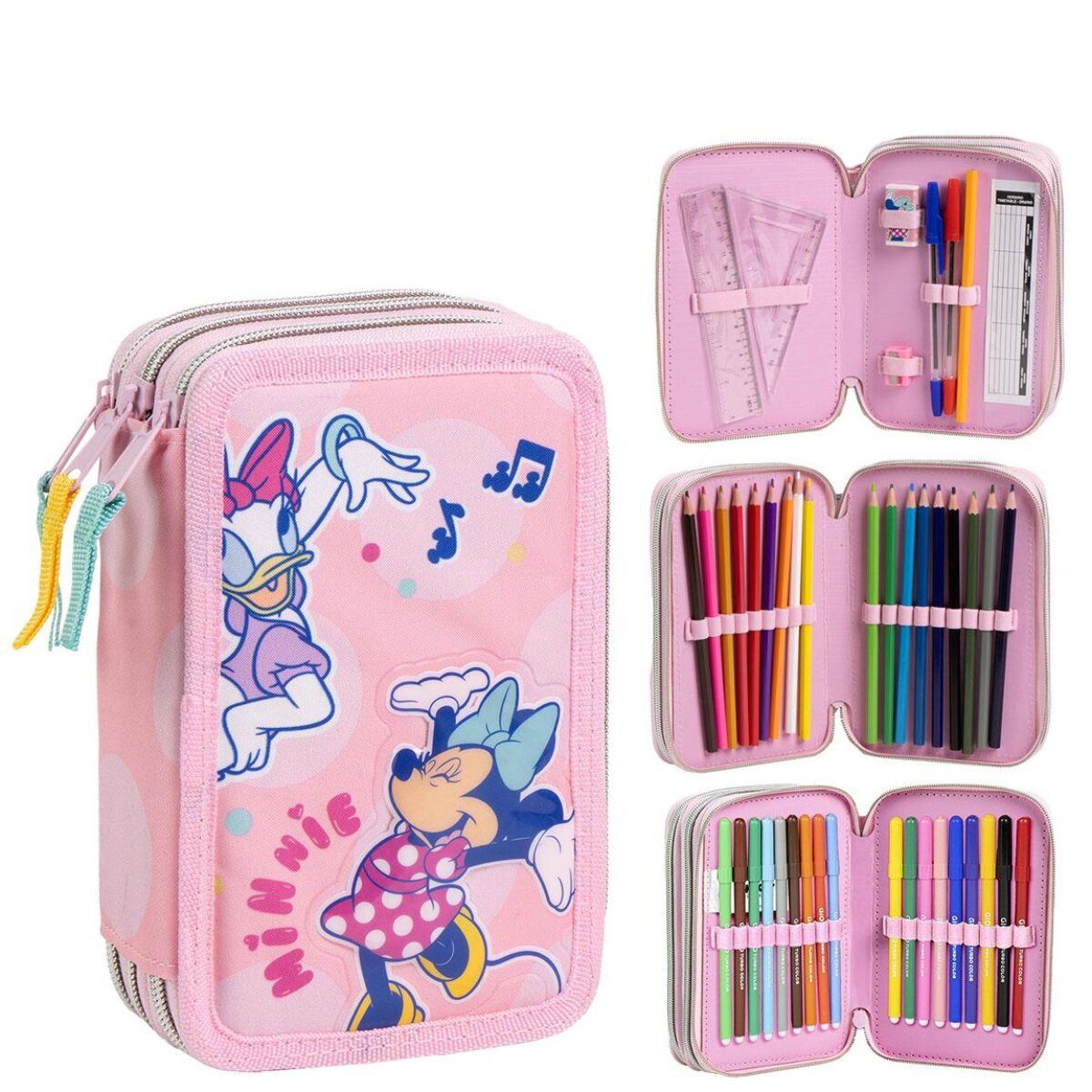 Disney Federmäppchen Disney Minnie Federmappe gefüllt Schuletui & Stiftebox mit Zubehör