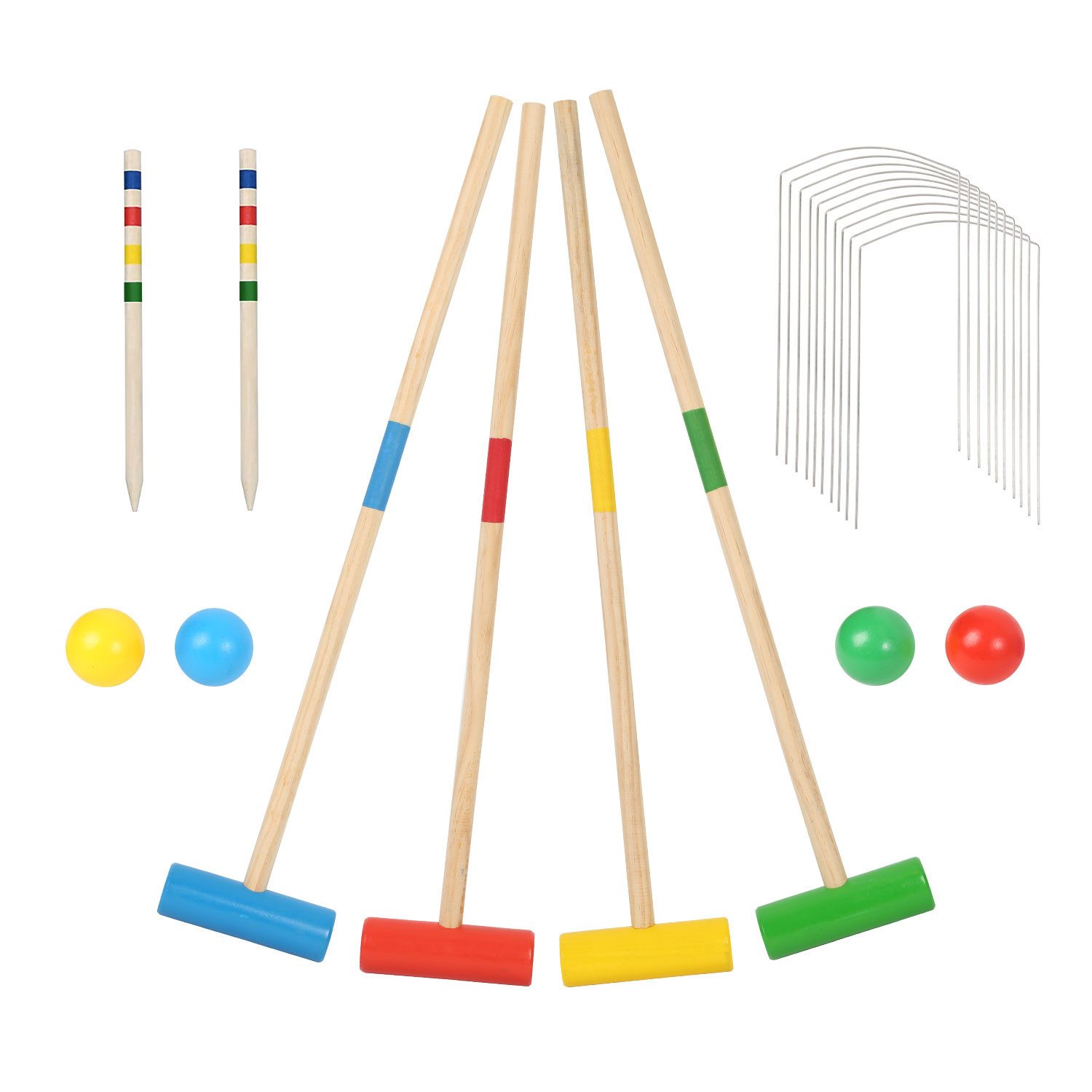 Spielzeug-Gartenset Krocket Spiel Set für 4 Spieler Gartenspiel für Kinder & Erwachsene
