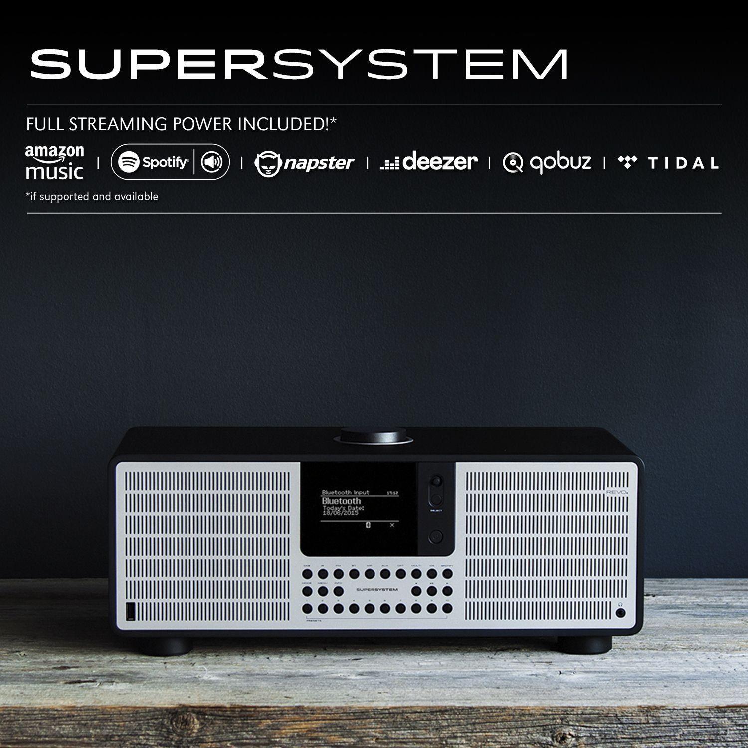 Revo SuperSystem Internet-/DAB+ Stereoradio Spotify WLAN (DAB) Digitalradio LAN mattschwarz/silber connect