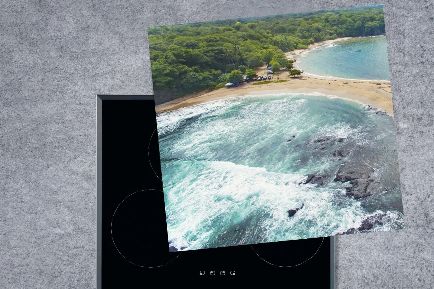 78x78 Wasser Strand für Costa Ceranfeldabdeckung, zwei Arbeitsplatte MuchoWow Vinyl, Seiten, cm, Rica (1 mit in tlg), auf küche Herdblende-/Abdeckplatte