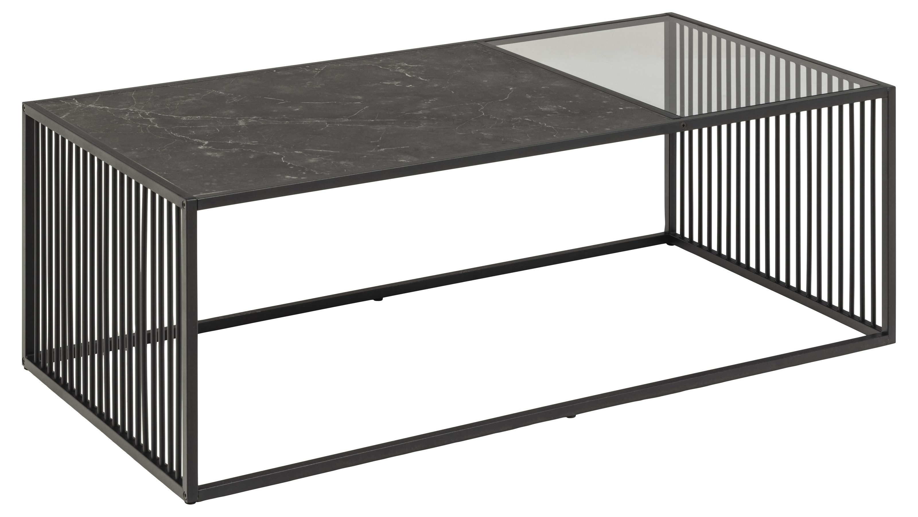 freiraum Couchtisch Strington, in schwarz, Glas, MDF, Stahl - 120x40x60cm ( günstig online kaufen