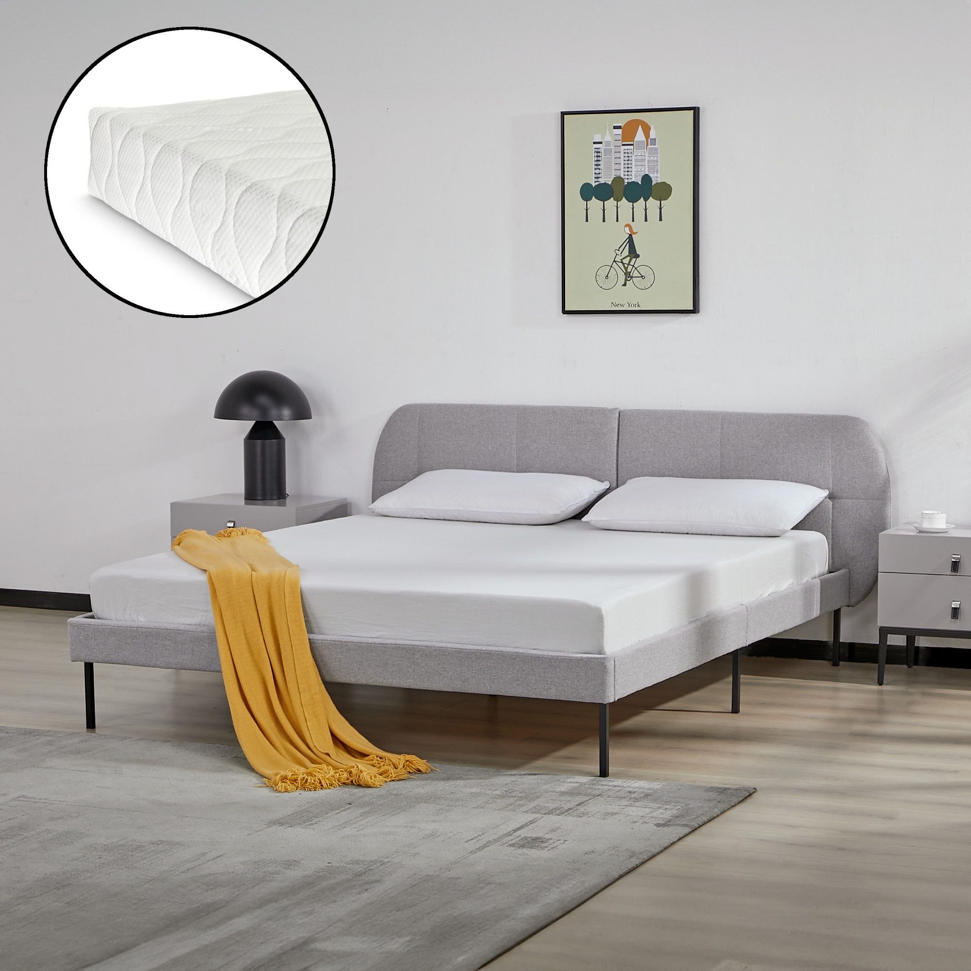 en.casa Polsterbett, »Porvoo« mit Matratze Textil günstig online kaufen