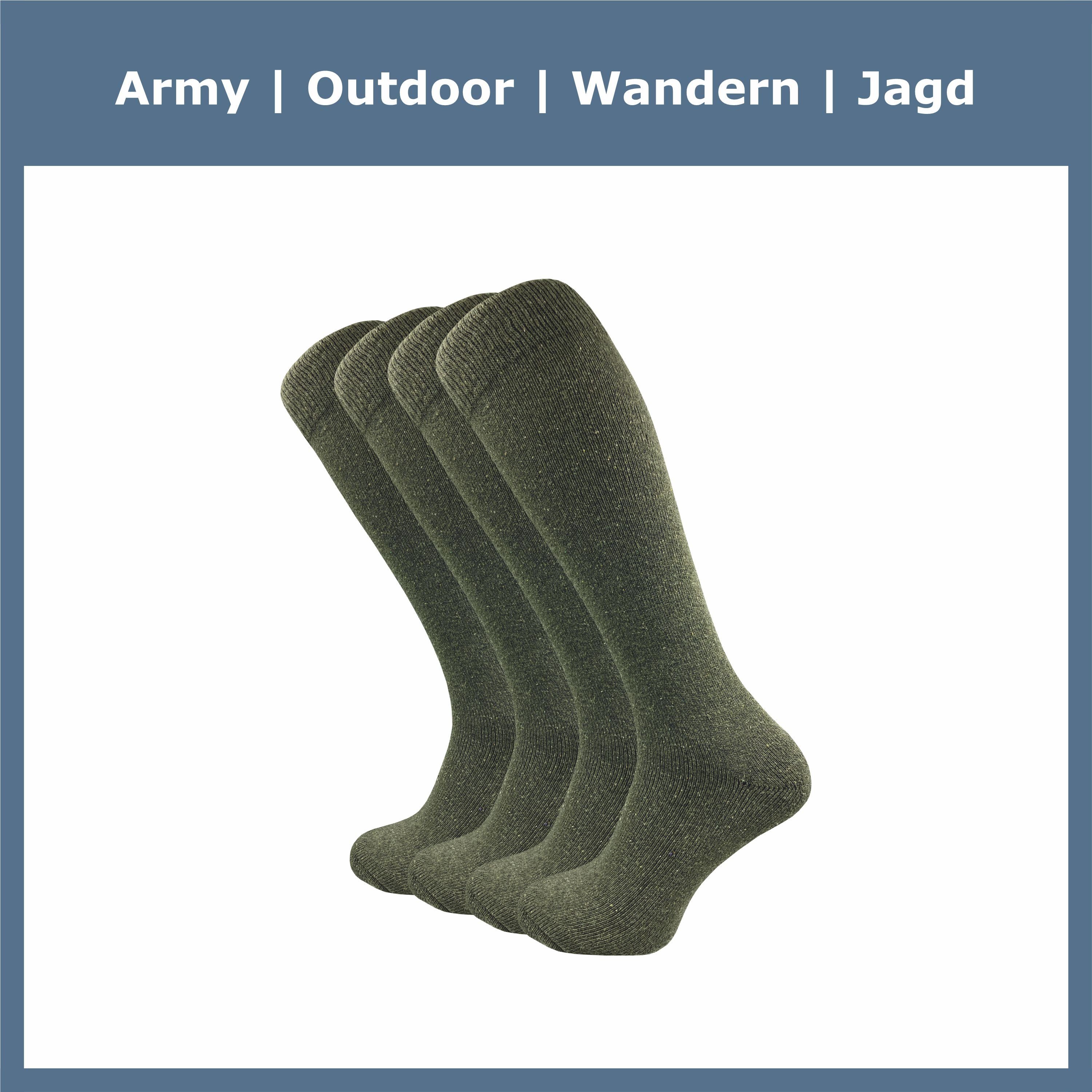 Herren: Kniestrümpfe - in & Paar) Bund - robuste Materialien Army-, - grün GAWILO für dicke Jagd-, (4 stabilisierender Outdoor-Aktivitäten Frotteesohle