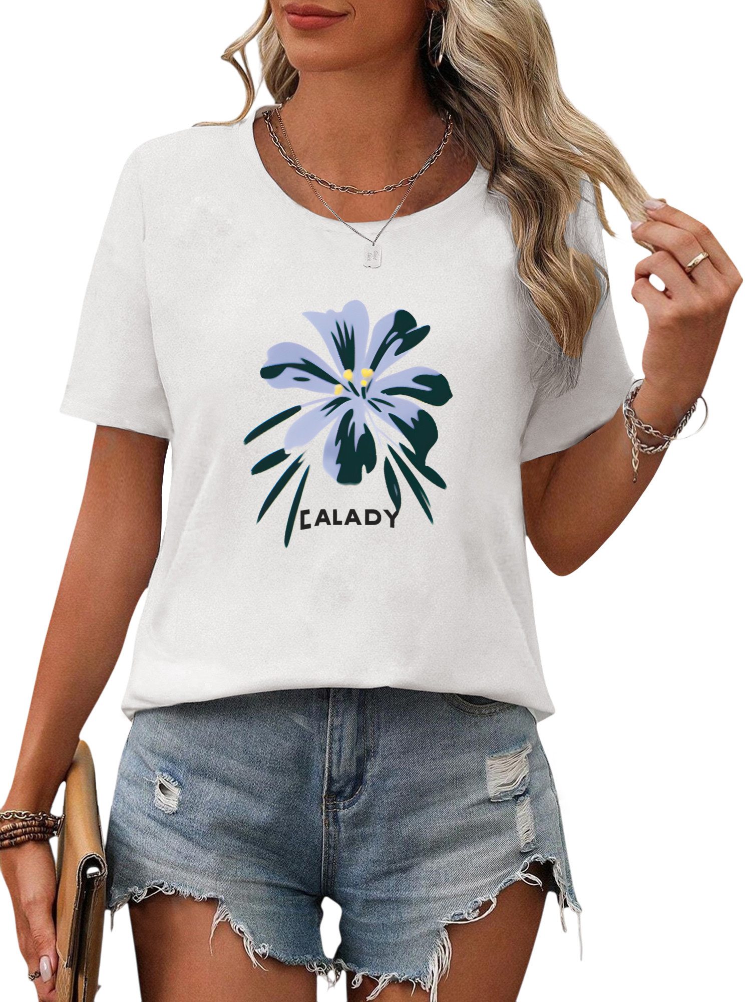 PYL Rundhalsshirt Damen Sommershirt Kurzarm mit günstig online kaufen