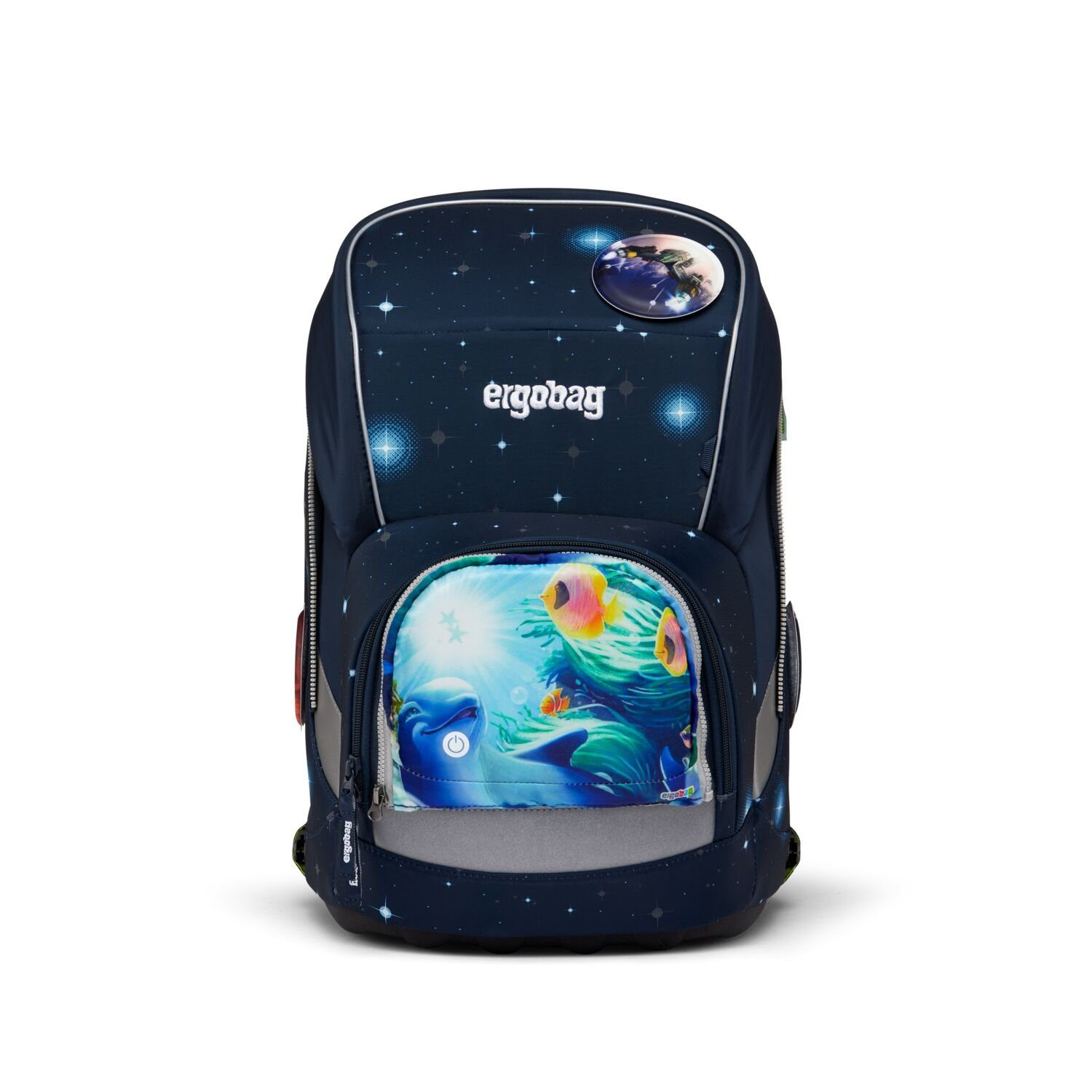 ergobag Schulranzen LED Zippies (1 Unterwasser Sichtbarkeit, Stück), Fronttasche