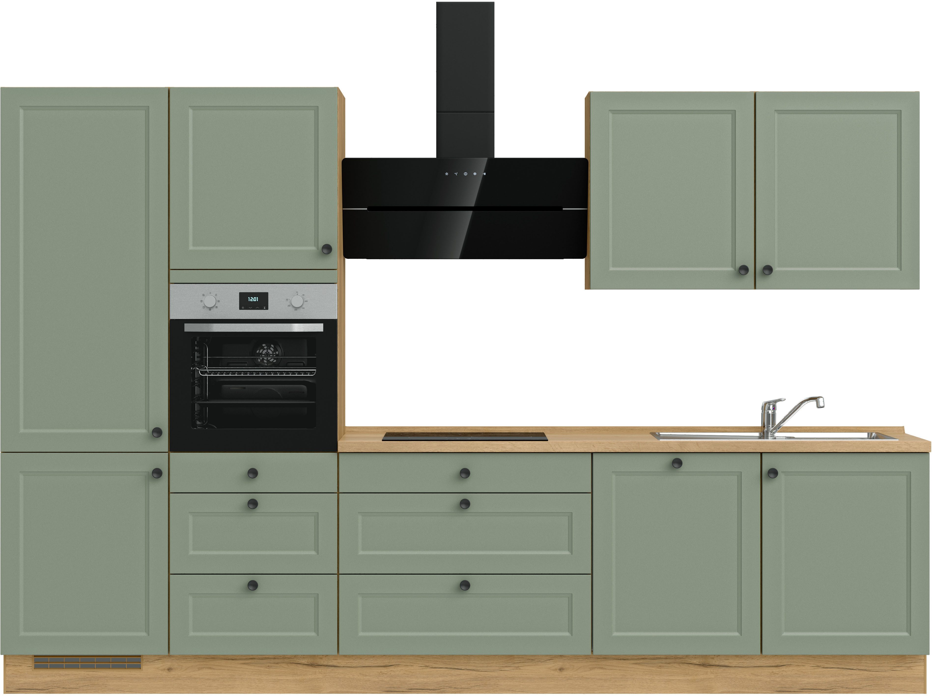 nobilia® Küchenzeile "Cascada II", vormontiert, Ausrichtung wählbar, Breite 330 cm, wahlw. mit E-Geräten
