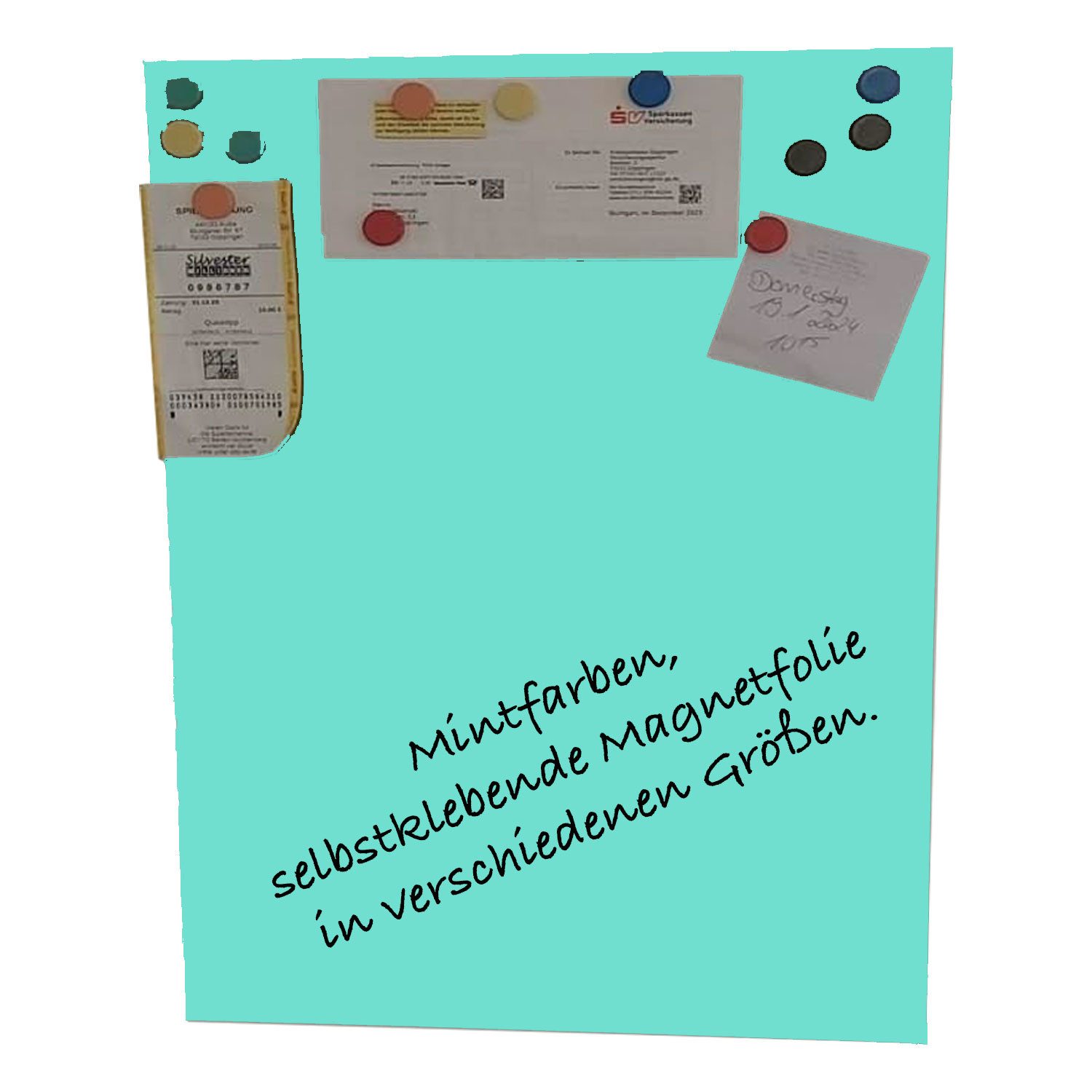 karofoilfix Magnetfolie Bunte Folie Magnetisch Mint – Selbstklebend +10 Magnete, 40 Größen