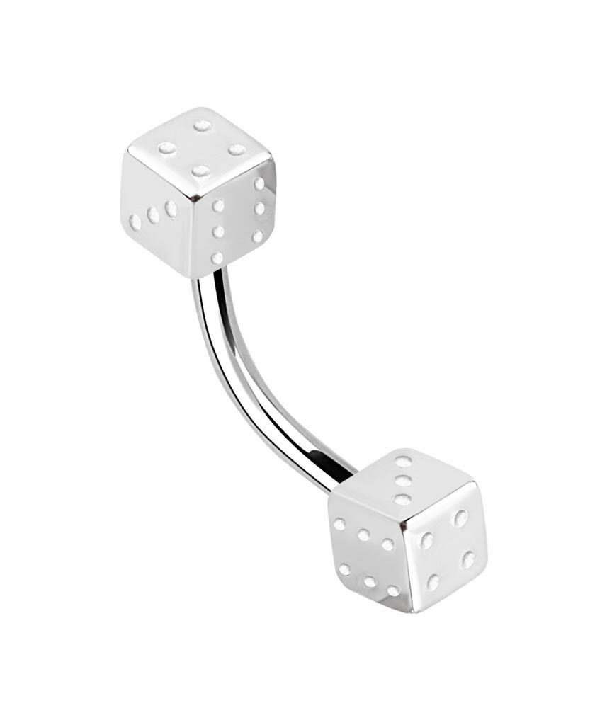 Adelia´s Augenbrauenpiercing Piercing - Augenbrauenpiercing Titan Würfel, Motiv Würfel, 6 mm Länge, 1,2 mm Stärke, Titan