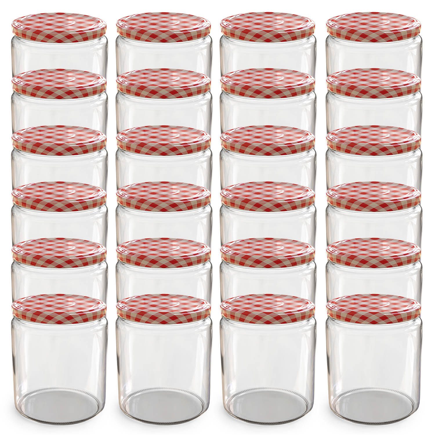 Oputec Einmachglas 24x 405 ml Einmachgläser mit Schraubdeckel TO 82 rot Marmeladengläser, Glas / Metall
