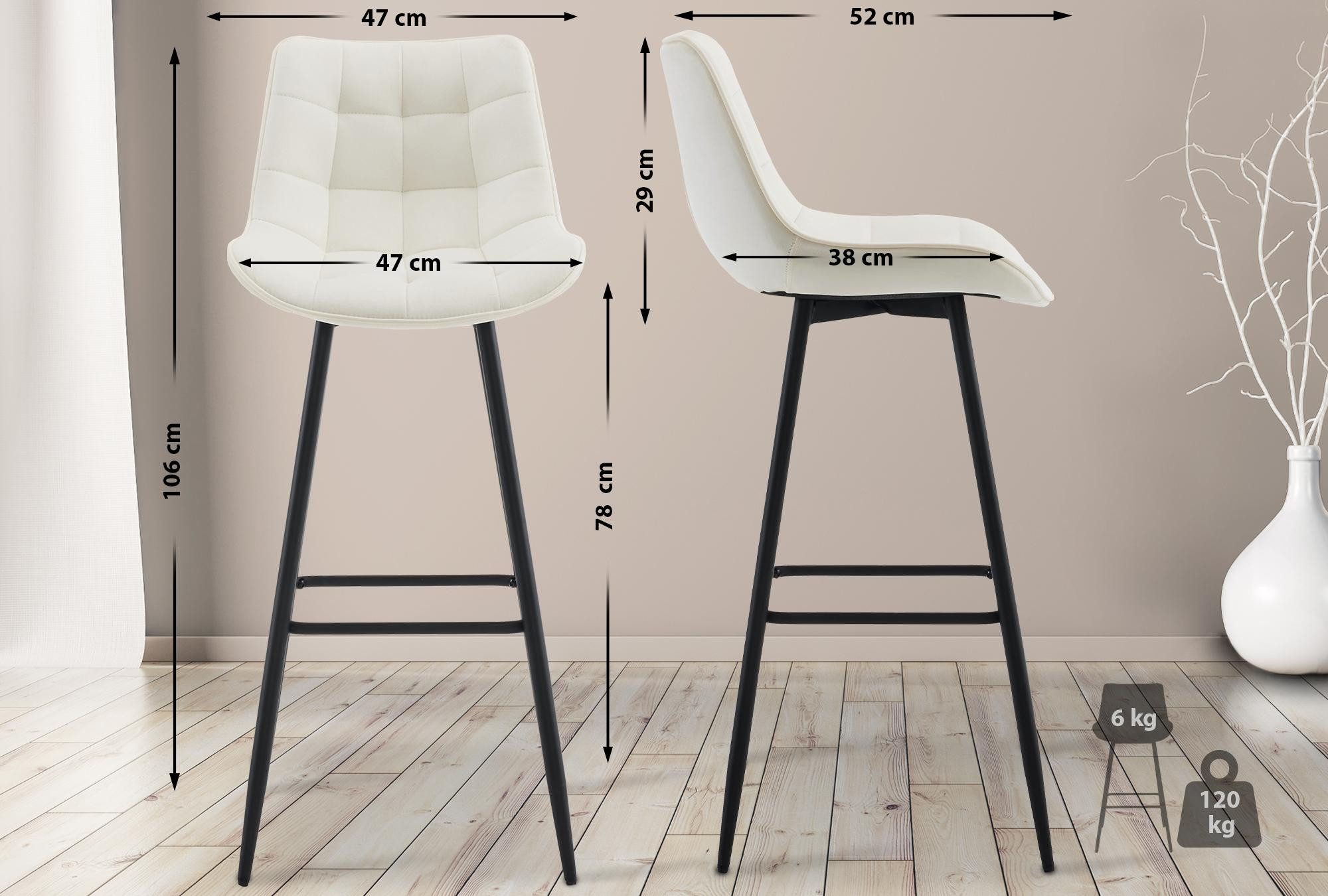 CLP Barhocker Dartford (2er Set, 2 St., 2er), stabiles Metall-Gestell mit F günstig online kaufen