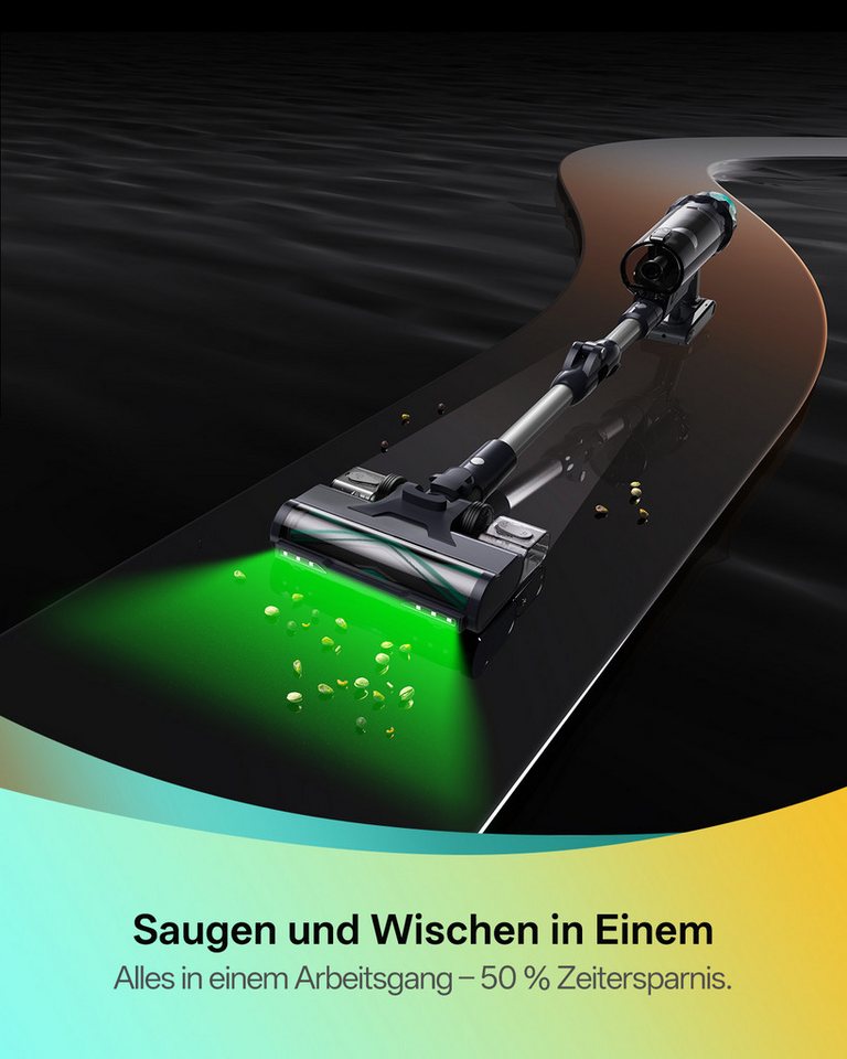 Vactidy Akku-Hand-und Stielstaubsauger V15 Max Saugen und Wischen in 1,85000PA/600W, 600 W, beutellos, DualGreen Dual-Grünlicht-Erkennungstechnologie, 7-Zyklon-Technologie
