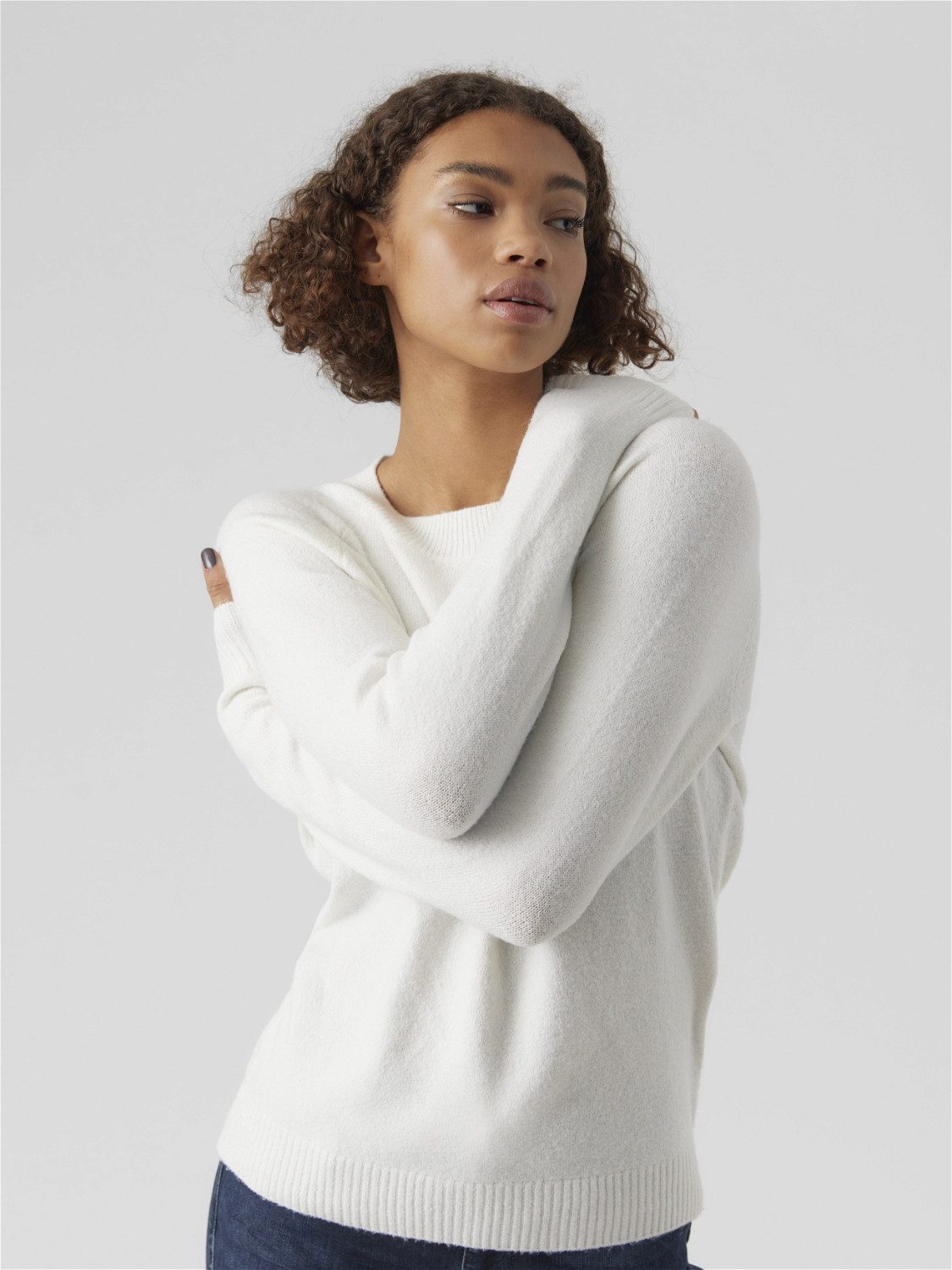 Vero Moda Rundhalspullover VMDOFFY LS O-NECK BLOUSE GA NOOS Materialmix, regular fit