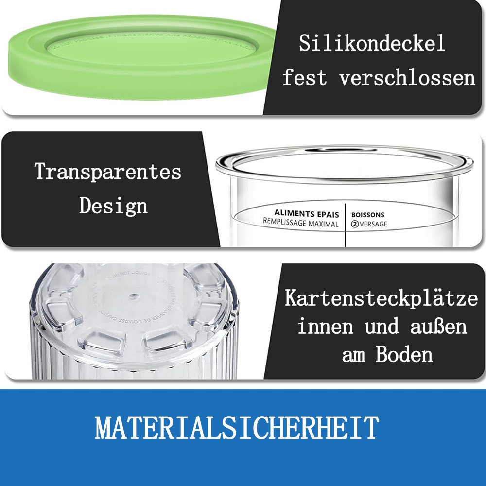FOUORTUNATE-BEE Eisbereiteraufsatz 4 Stück Behälter für Ninja Creami Deluxe Pints, Zubehör für 680 ml Eisbehälter für NC500 NC501-Serie, Eiscreme Behälte mit Deckel für Ninja Eismaschine, Zubehör für Ninja Creami Ice Cream Maker