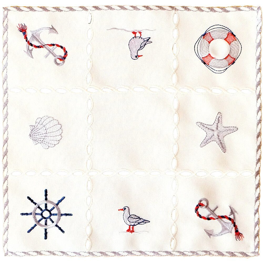 matches21 HOME & HOBBY Tischdecke Tischdeckchen NINA maritime Stickerei & Cutouts Polyester 30 x 30 cm (1-tlg), Pflegeleicht & waschbar bei 30 °C