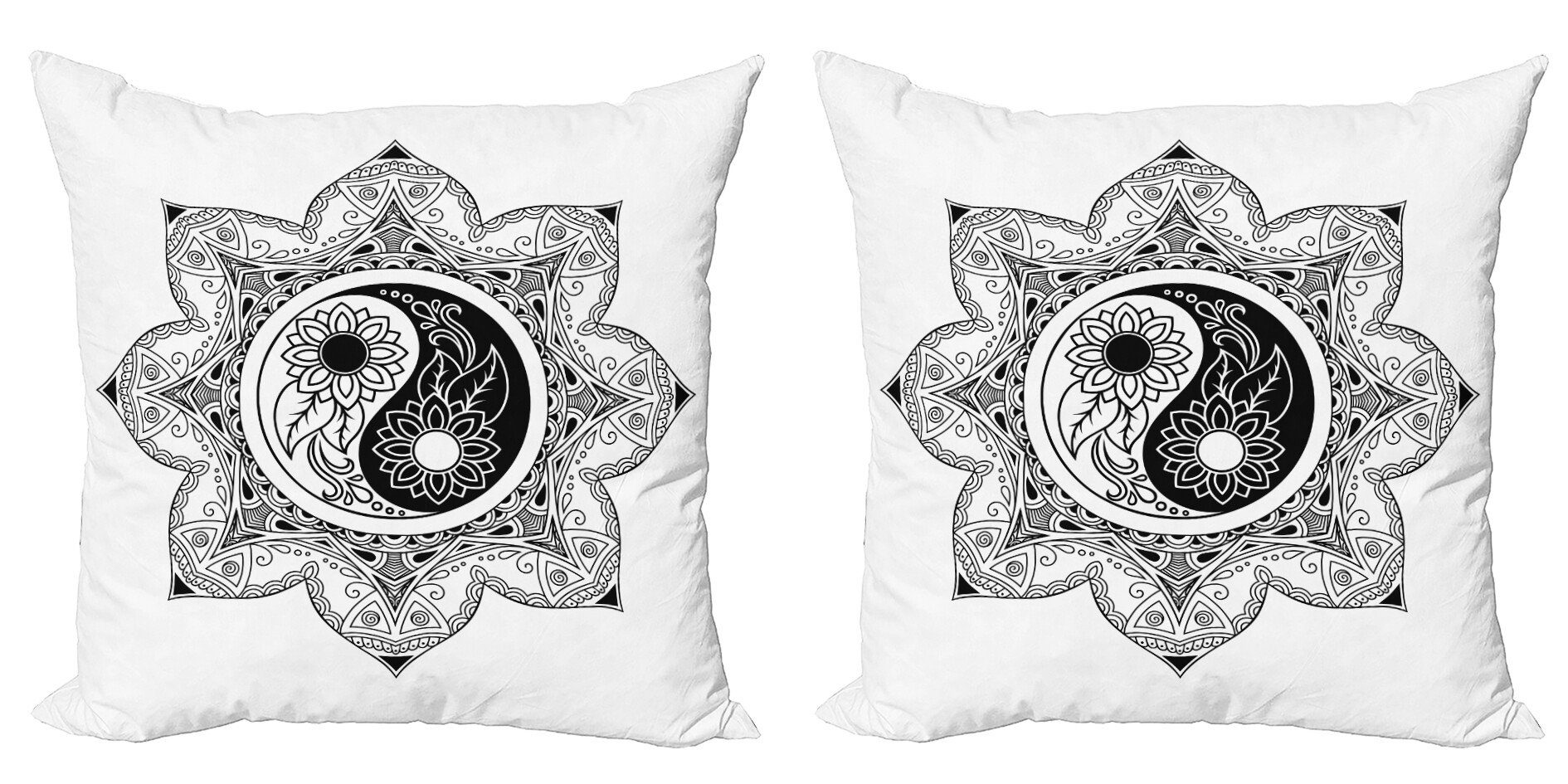 Kissenbezüge Modern Accent Doppelseitiger Digitaldruck, Abakuhaus (2 Stück), Ying Yang Boho Mandala-Zeichen